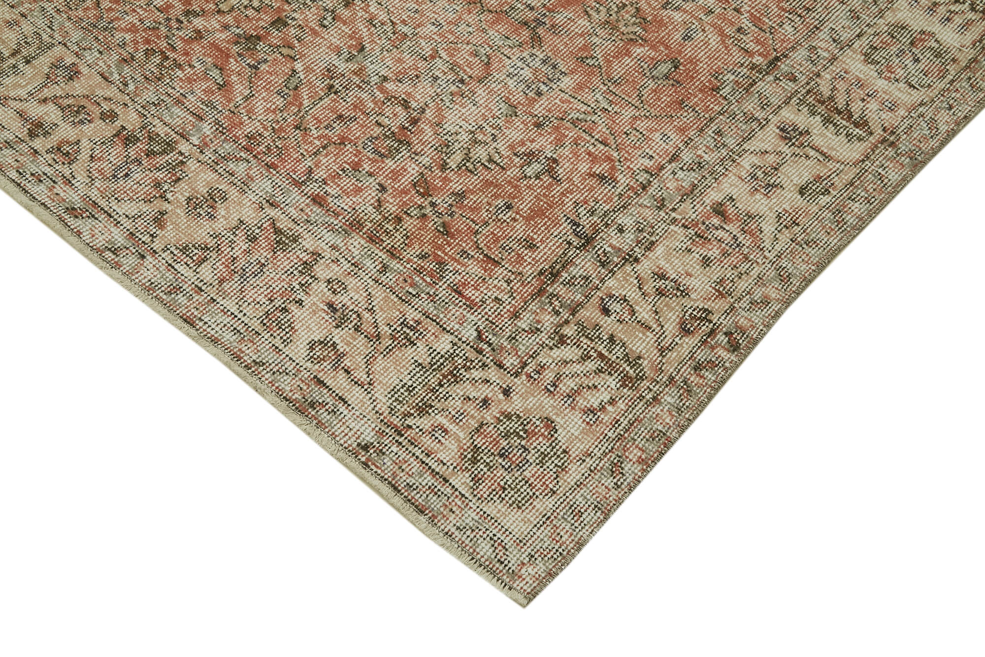 Handmade Vintage Area Rug – Beige Wool Rug, Durable Cotton Wool Carpet 6'1''x9'9''