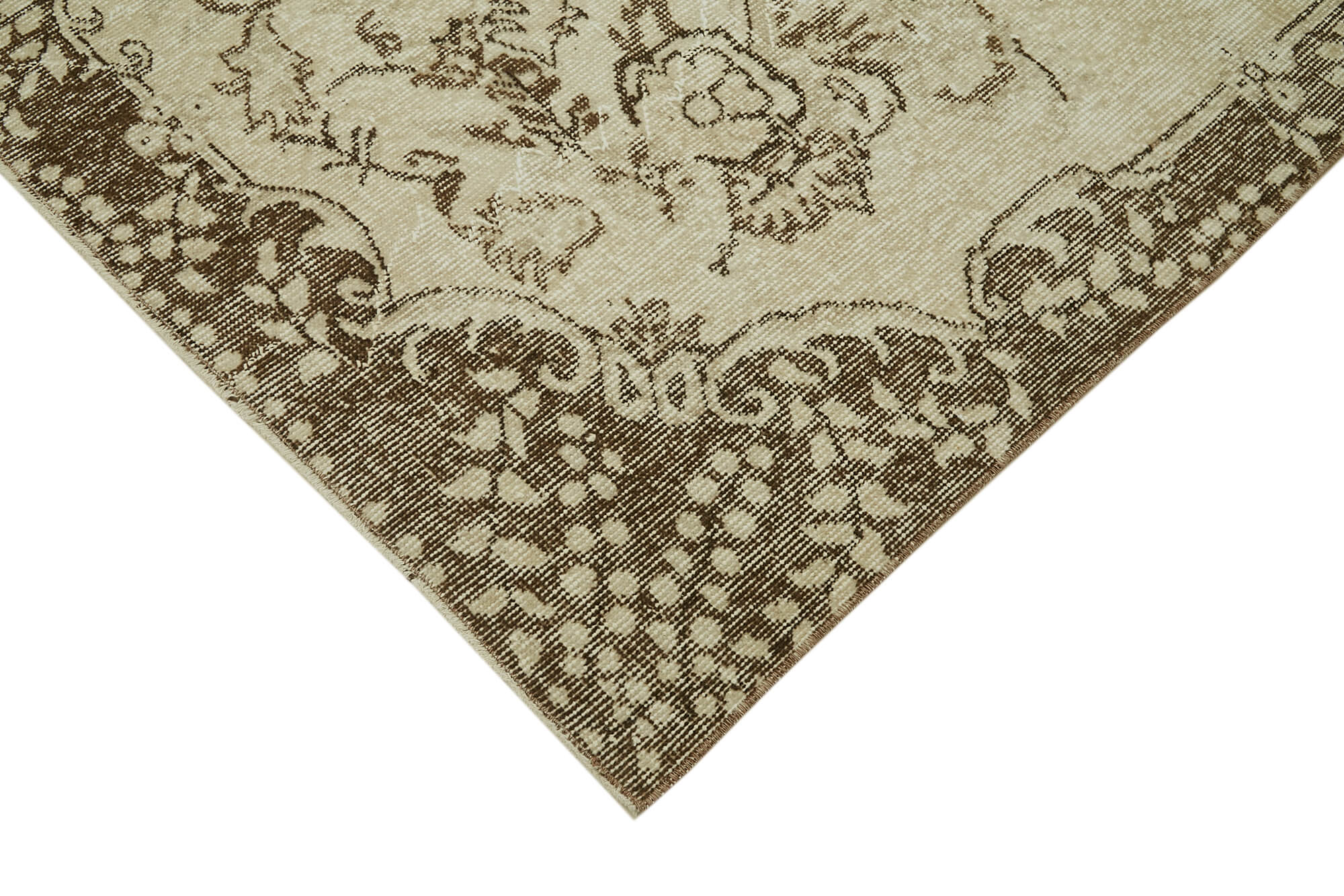 Handmade Wool Area Rug – Vintage Cotton Rug, Beige Wool Carpet 5'9''x9'6''