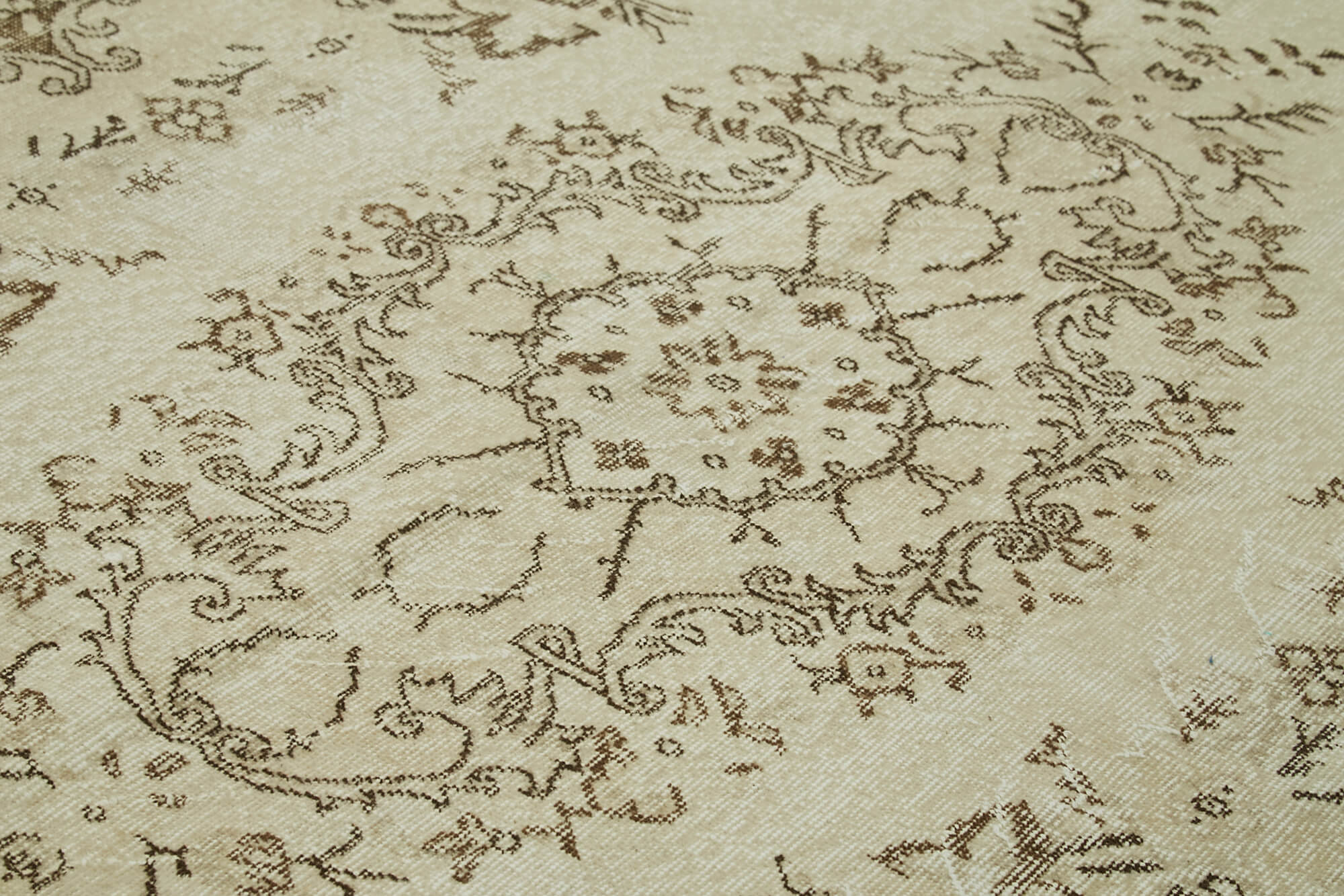 Handmade Wool Area Rug – Vintage Cotton Rug, Beige Wool Carpet 5'9''x9'6''