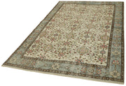 Vintage Cotton Wool Rug - Handmade Area Rug 5'1'' x 8'3'' | Vintage Beige Carpet
