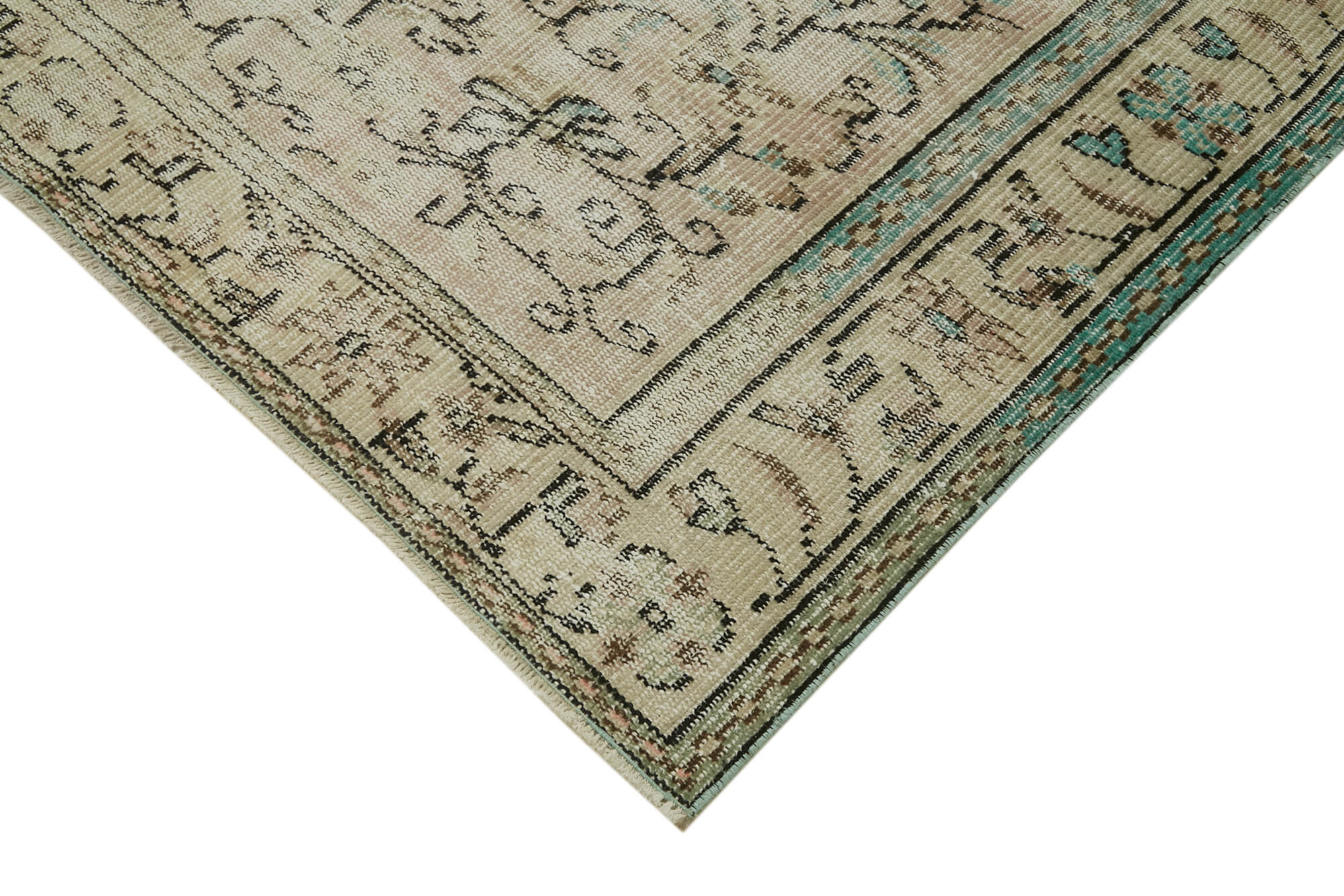 Handmade Vintage Area Rug – Beige Wool Carpet | Soft Wool Texture, Turkish Hand Knotted