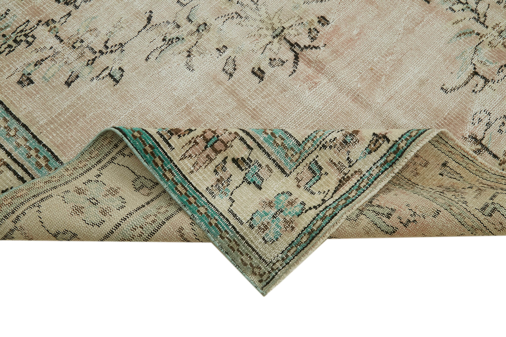Handmade Vintage Area Rug – Beige Wool Carpet | Soft Wool Texture, Turkish Hand Knotted