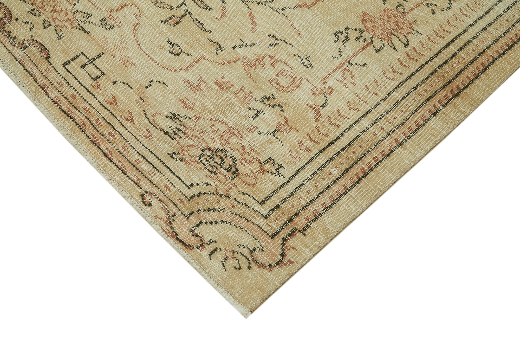 Handmade Wool Area Rug – Vintage Cotton Rug 5'4''x8'1'' Beige Turkish Wool
