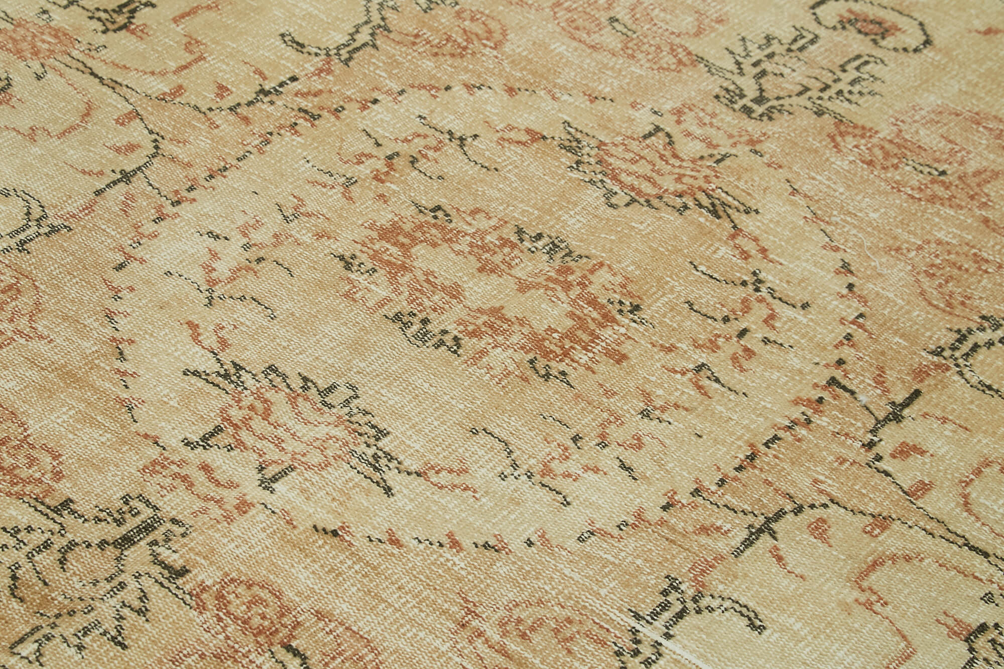 Handmade Wool Area Rug – Vintage Cotton Rug 5'4''x8'1'' Beige Turkish Wool