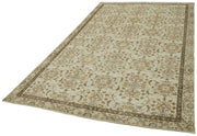 Vintage Wool Area Rug – Handmade Cotton Rug | Beige Wool Carpet, Soft Texture 5'7''x9'11''