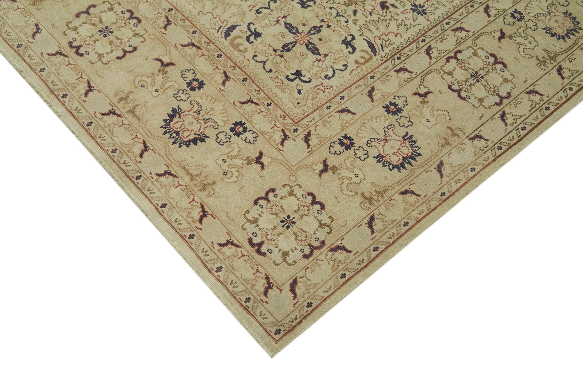 Handmade Wool Area Rug | Vintage Hand Woven Rug, Beige Living Room Carpet 7x10