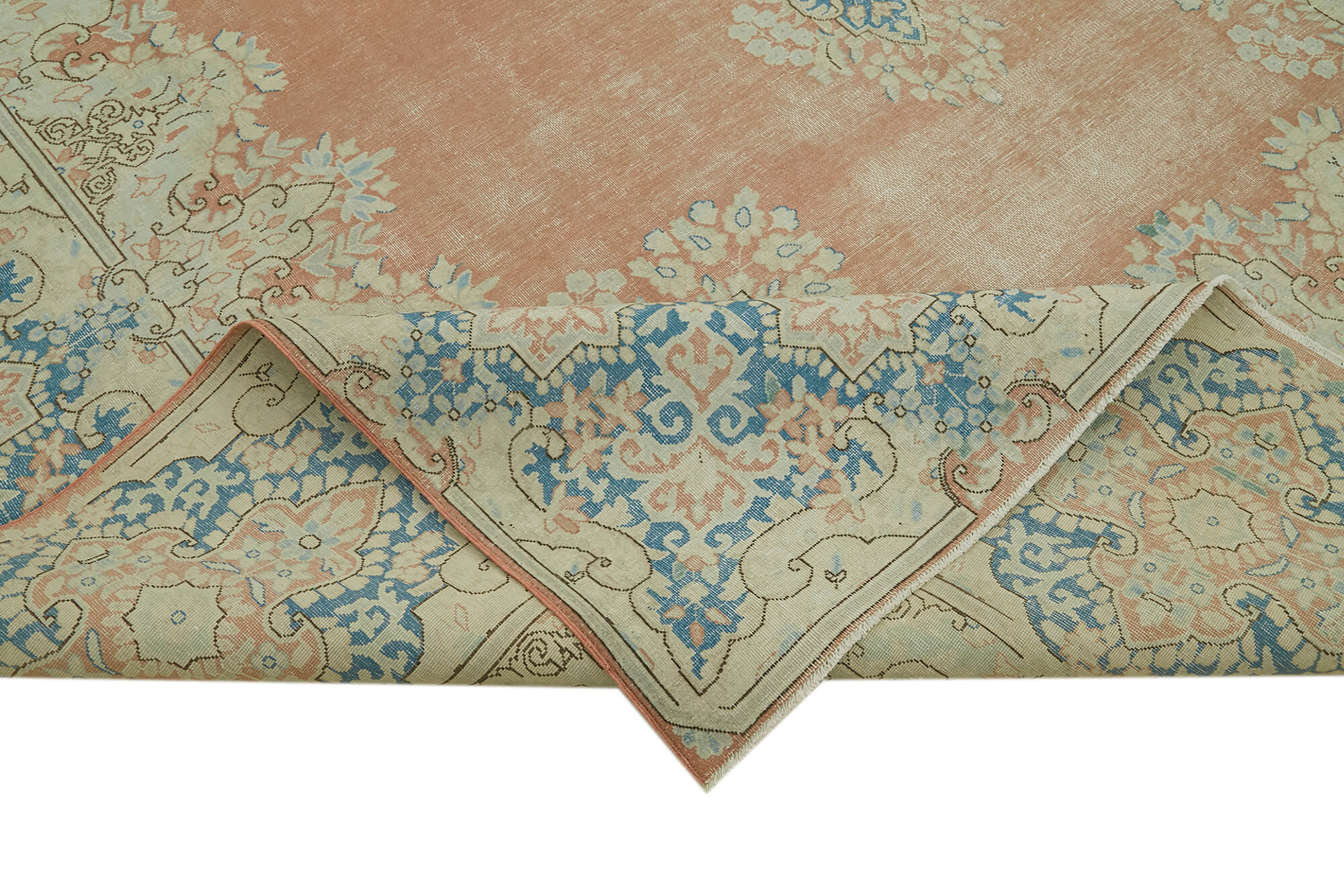 Vintage Wool Cotton Rug – Traditional Turkish Carpet | Beige Handmade Area Rug 9'7''x13'7''