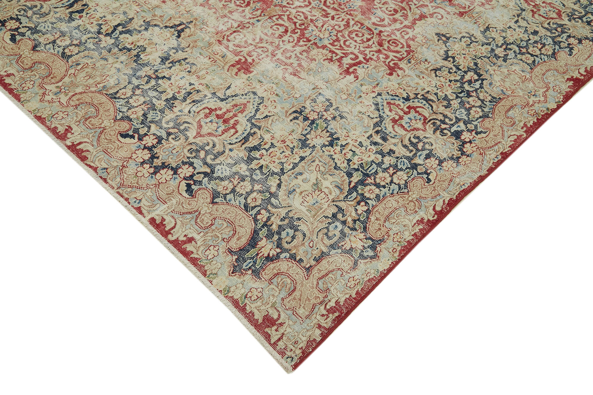 Handmade Wool Cotton Rug – Beige Vintage Area Rug With Soft Wool Texture & Durable Cotton Weave 9'9''x12'8''
