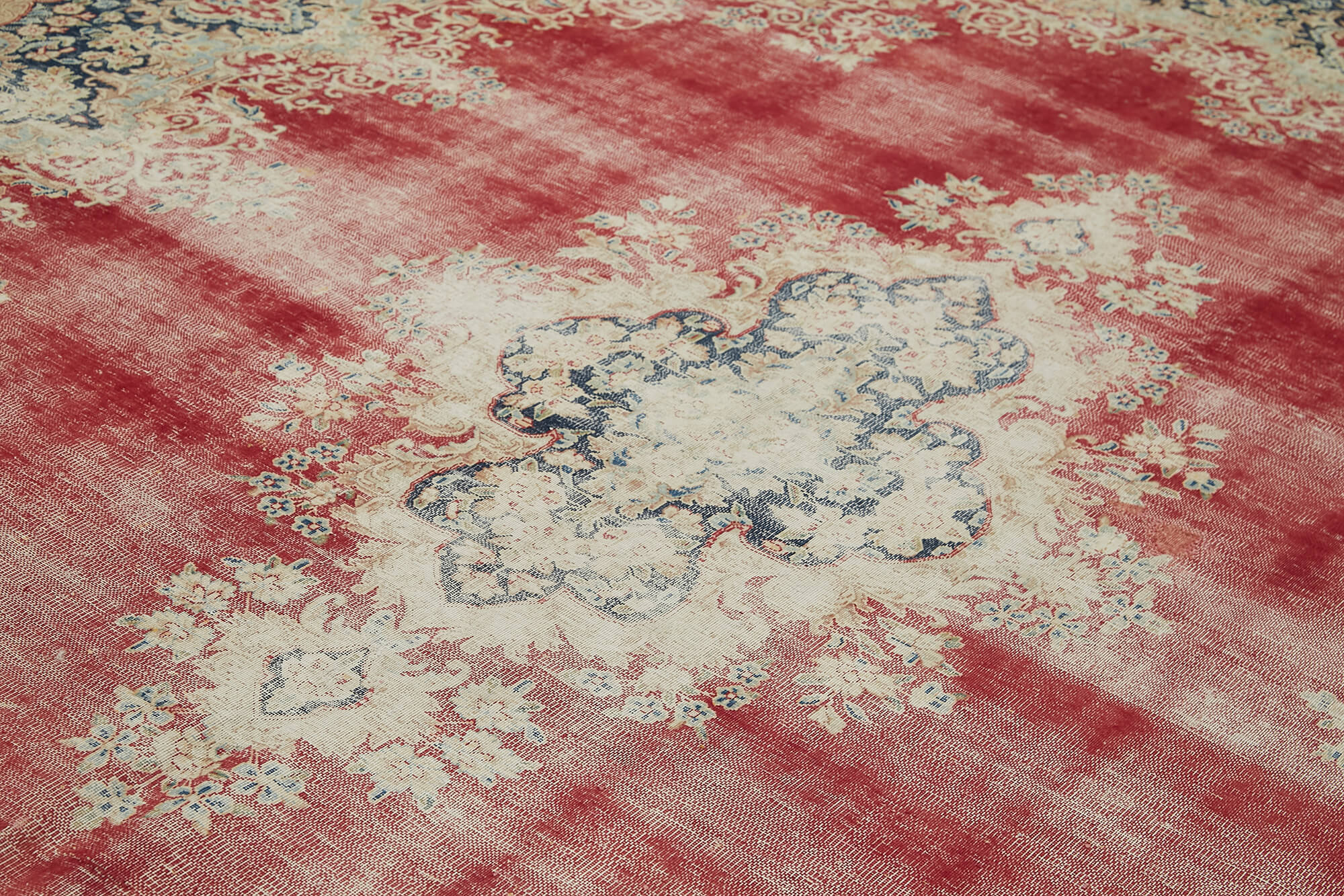 Handmade Wool Cotton Rug – Beige Vintage Area Rug With Soft Wool Texture & Durable Cotton Weave 9'9''x12'8''
