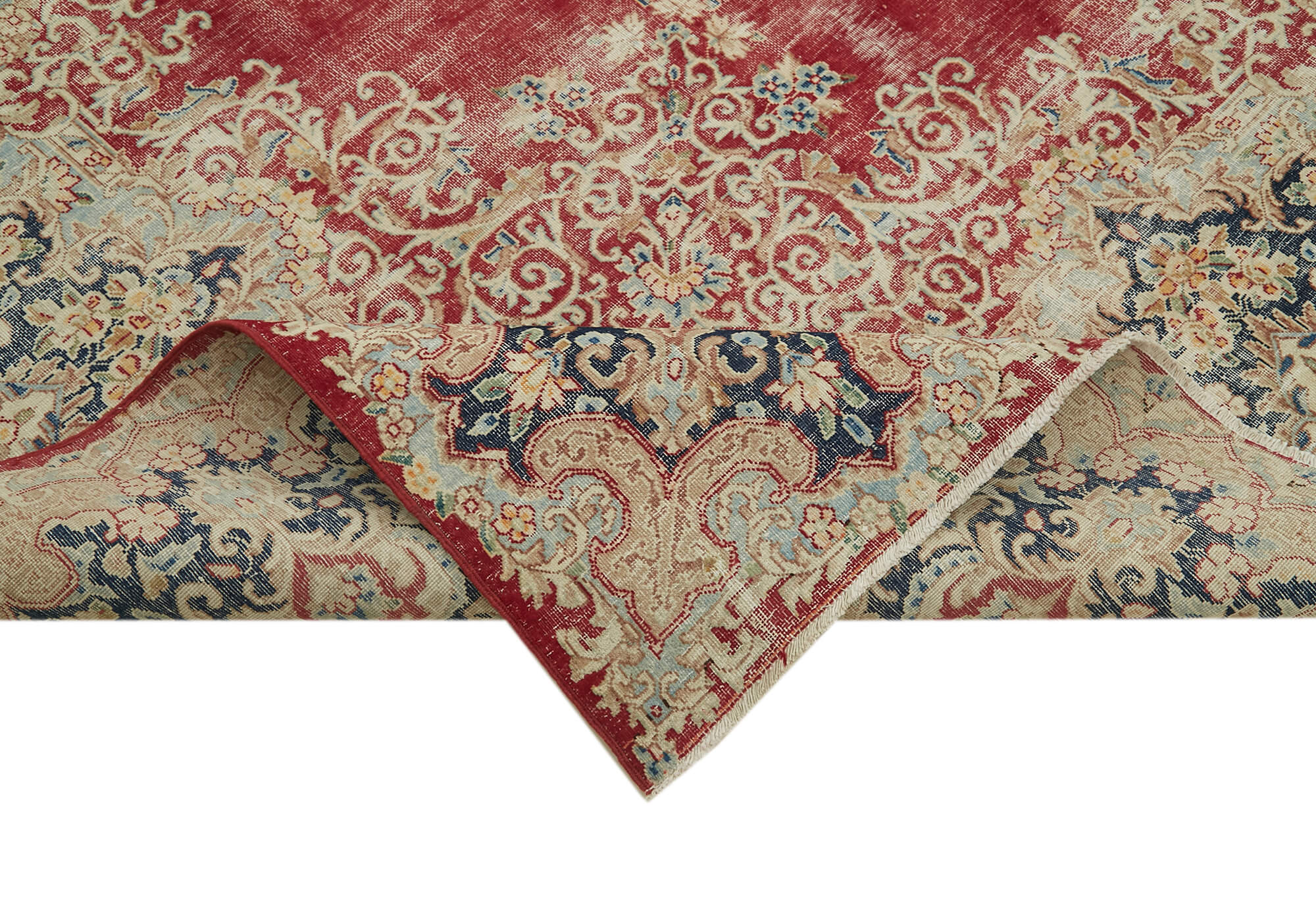 Handmade Wool Cotton Rug – Beige Vintage Area Rug With Soft Wool Texture & Durable Cotton Weave 9'9''x12'8''