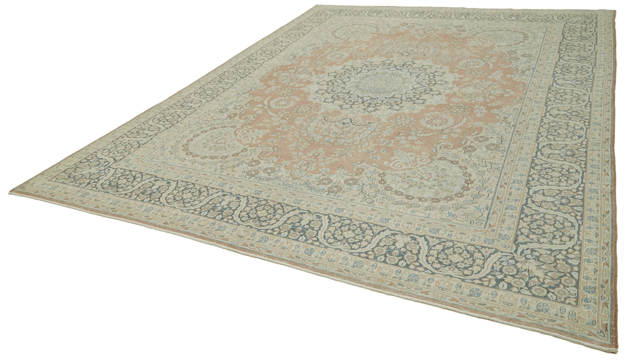 Vintage Wool Cotton Rug – Handmade Area Rug, Beige Vintage Carpet 9'6''x12'10''