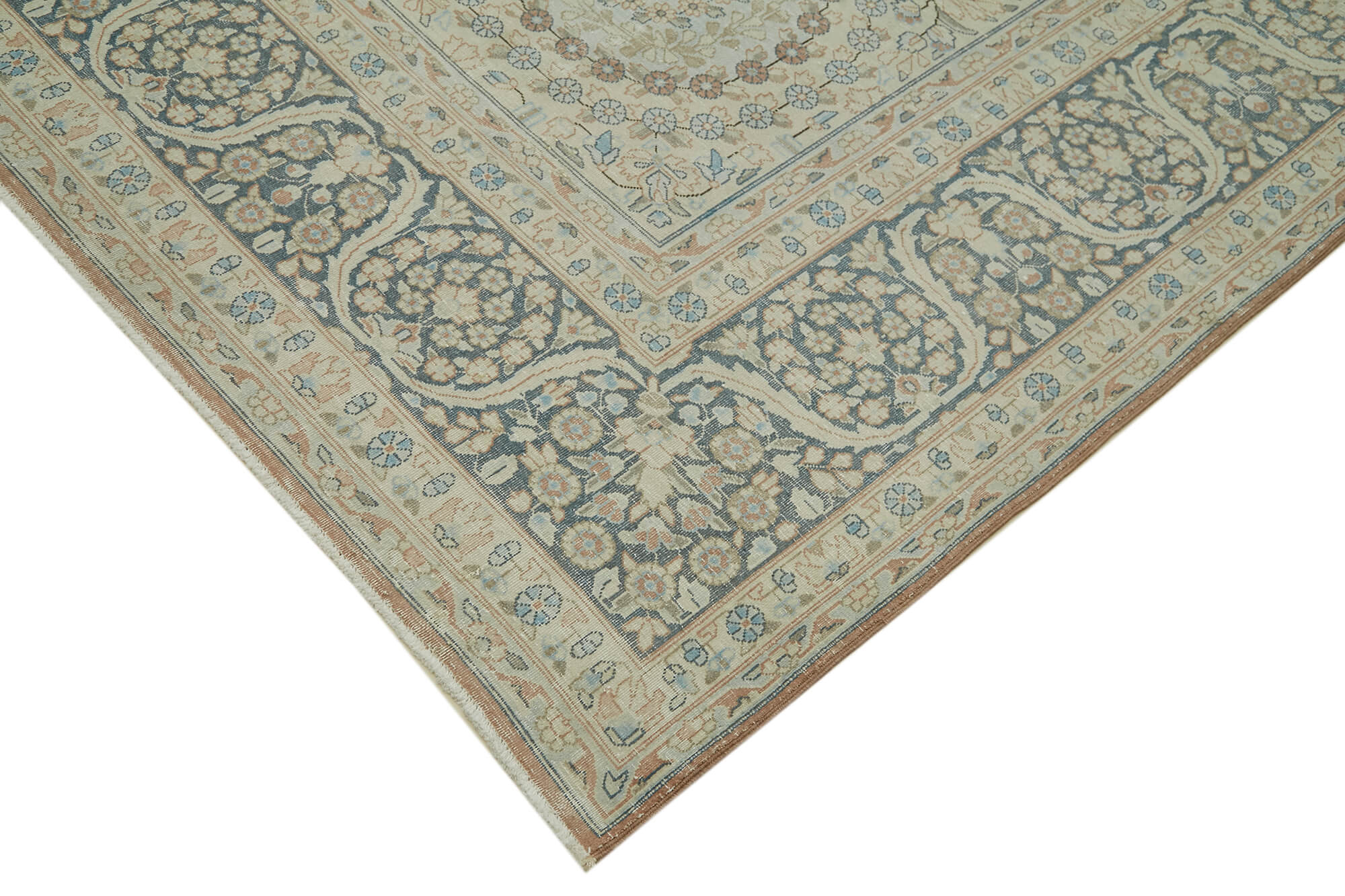 Vintage Wool Cotton Rug – Handmade Area Rug, Beige Vintage Carpet 9'6''x12'10''