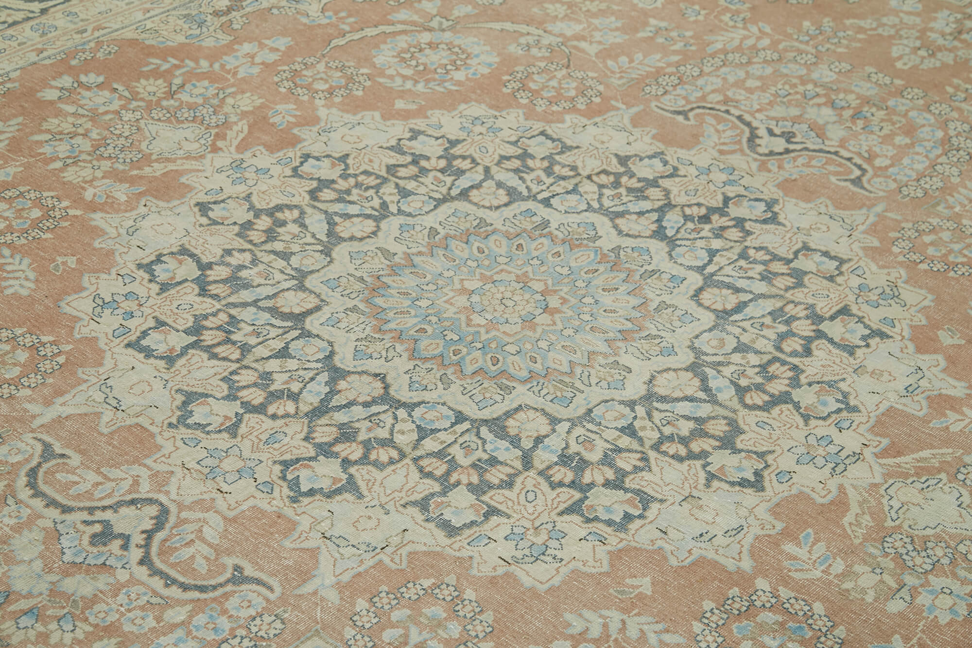 Vintage Wool Cotton Rug – Handmade Area Rug, Beige Vintage Carpet 9'6''x12'10''