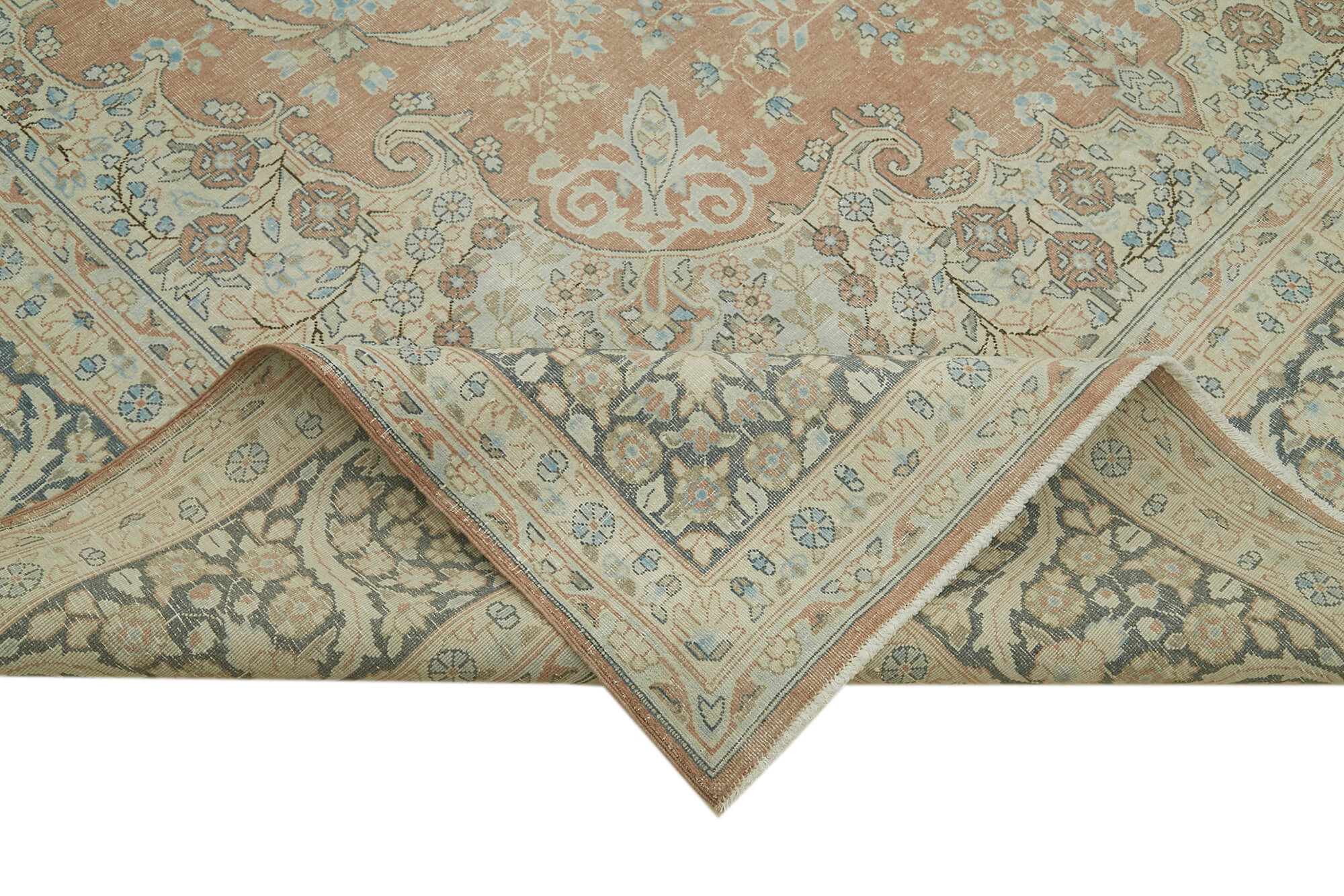 Vintage Wool Cotton Rug – Handmade Area Rug, Beige Vintage Carpet 9'6''x12'10''