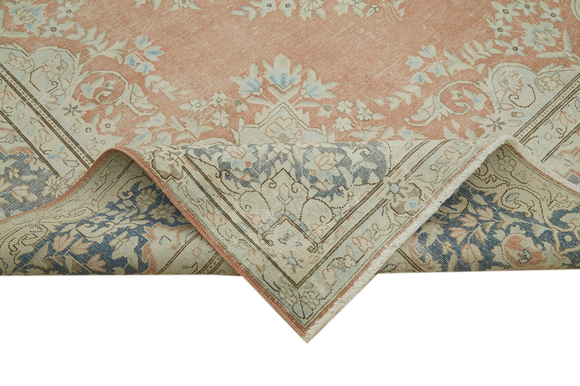 Vintage Wool Cotton Rug – Handmade Area Rug | Beige Wool Carpet, Durable Woven Textile