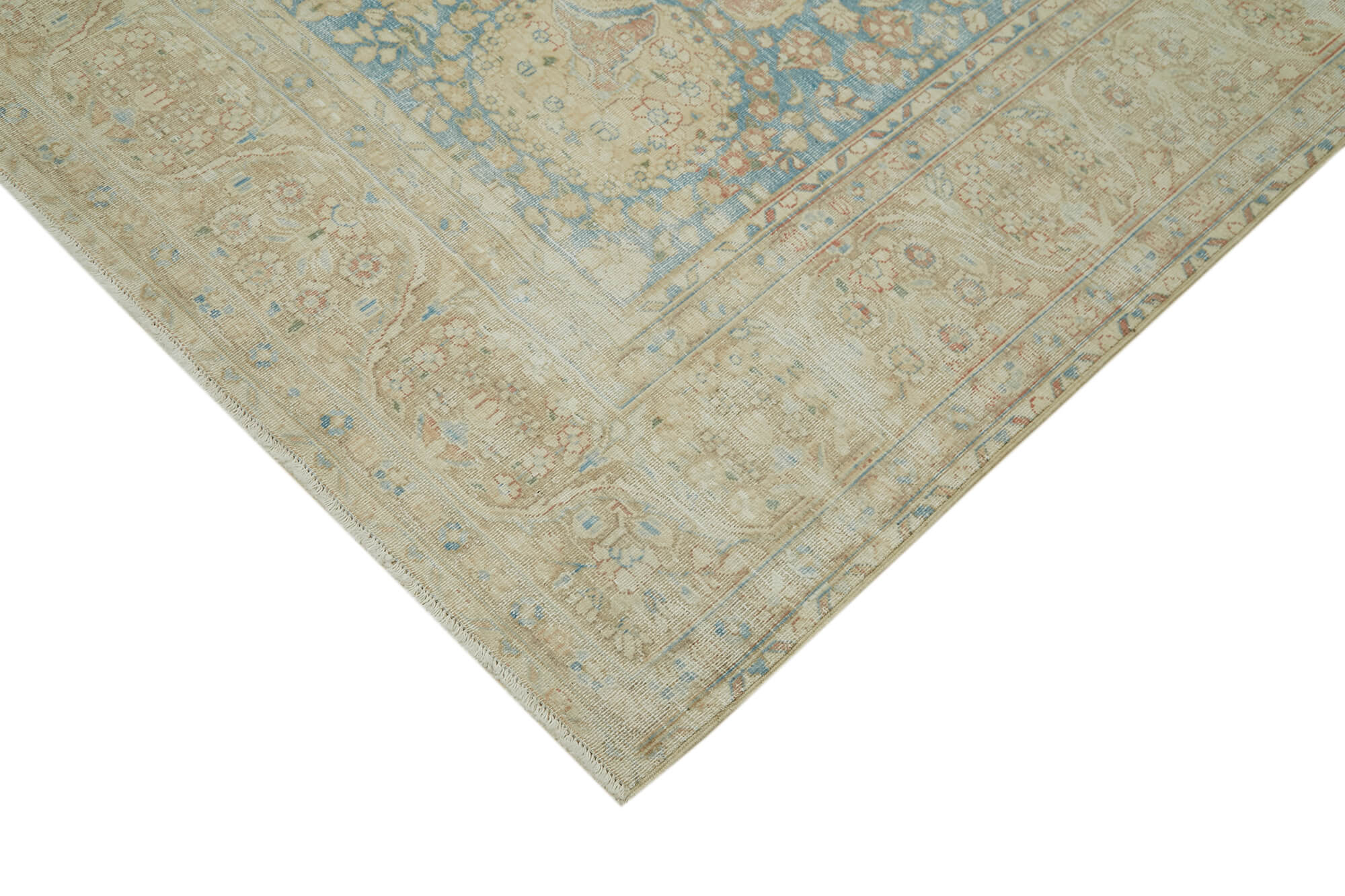 Vintage Wool Cotton Rug – Handmade Area Rug 7'9''x10'4'' Beige Turkish Carpet