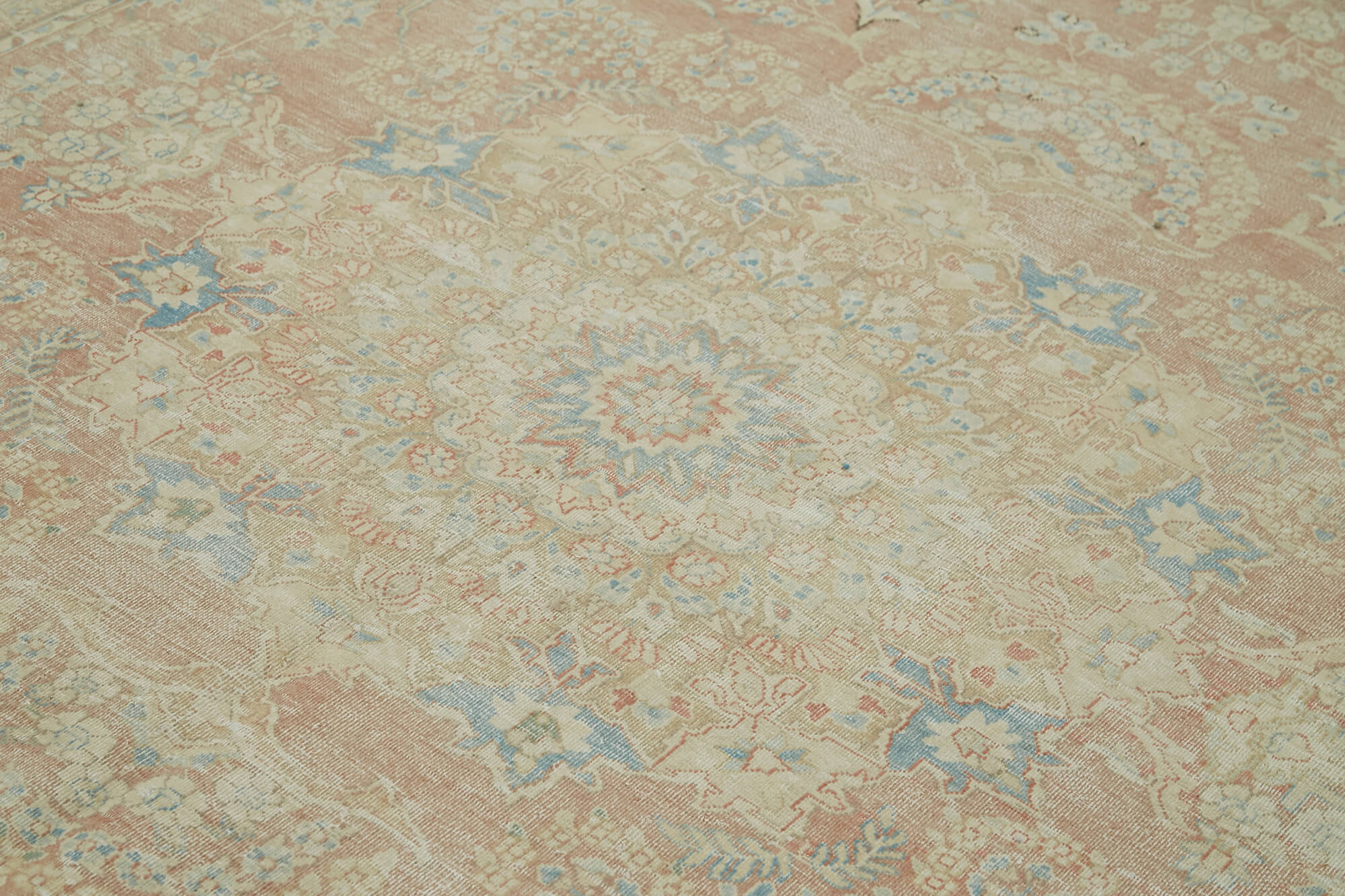 Vintage Wool Cotton Rug – Handmade Area Rug 7'9''x10'4'' Beige Turkish Carpet