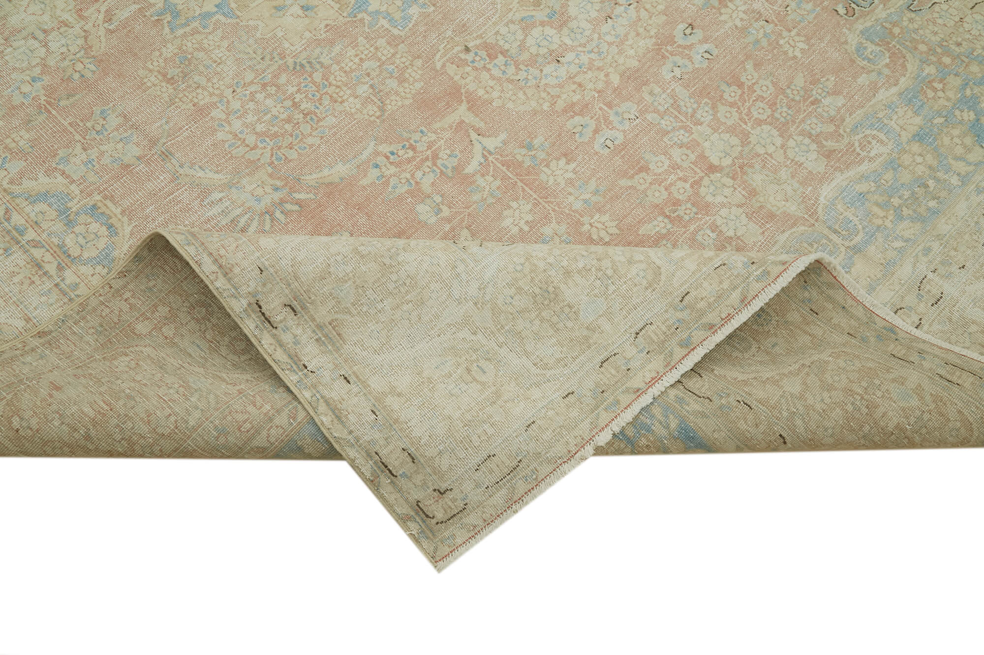 Vintage Wool Cotton Rug – Handmade Area Rug 7'9''x10'4'' Beige Turkish Carpet