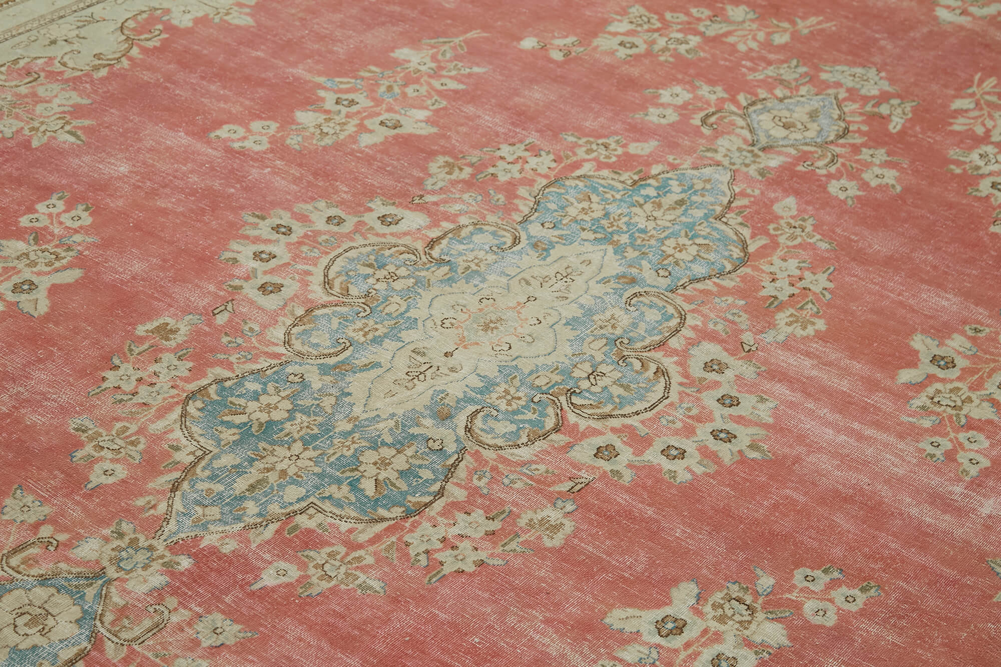 Vintage Wool Cotton Rug – Handmade Turkish Hand Knotted Beige Wool Carpet 9'8''x13'3''