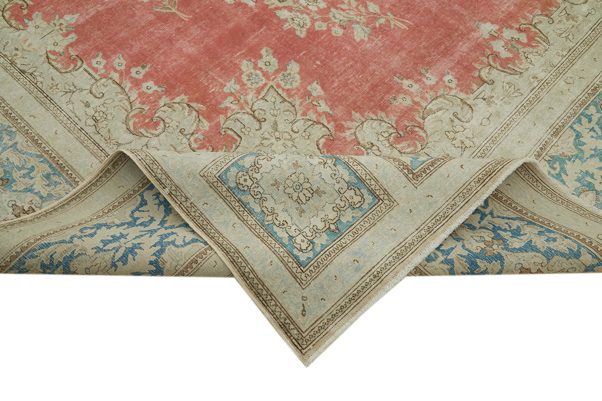 Vintage Wool Cotton Rug – Handmade Turkish Hand Knotted Beige Wool Carpet 9'8''x13'3''
