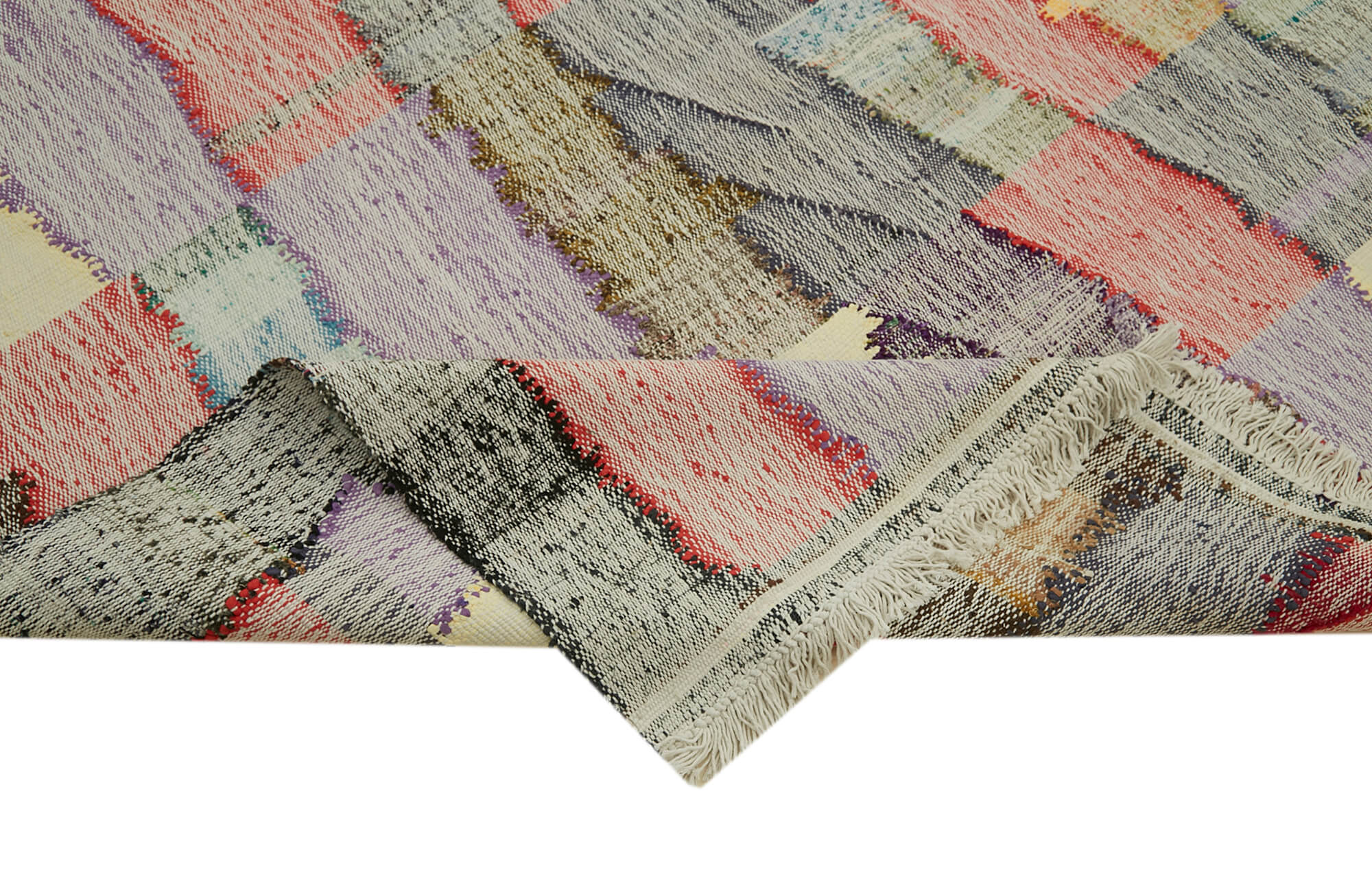 Handmade Wool Area Rug - Neutral Beige Geometric Cotton Wool Rug 9'6''x12'6''