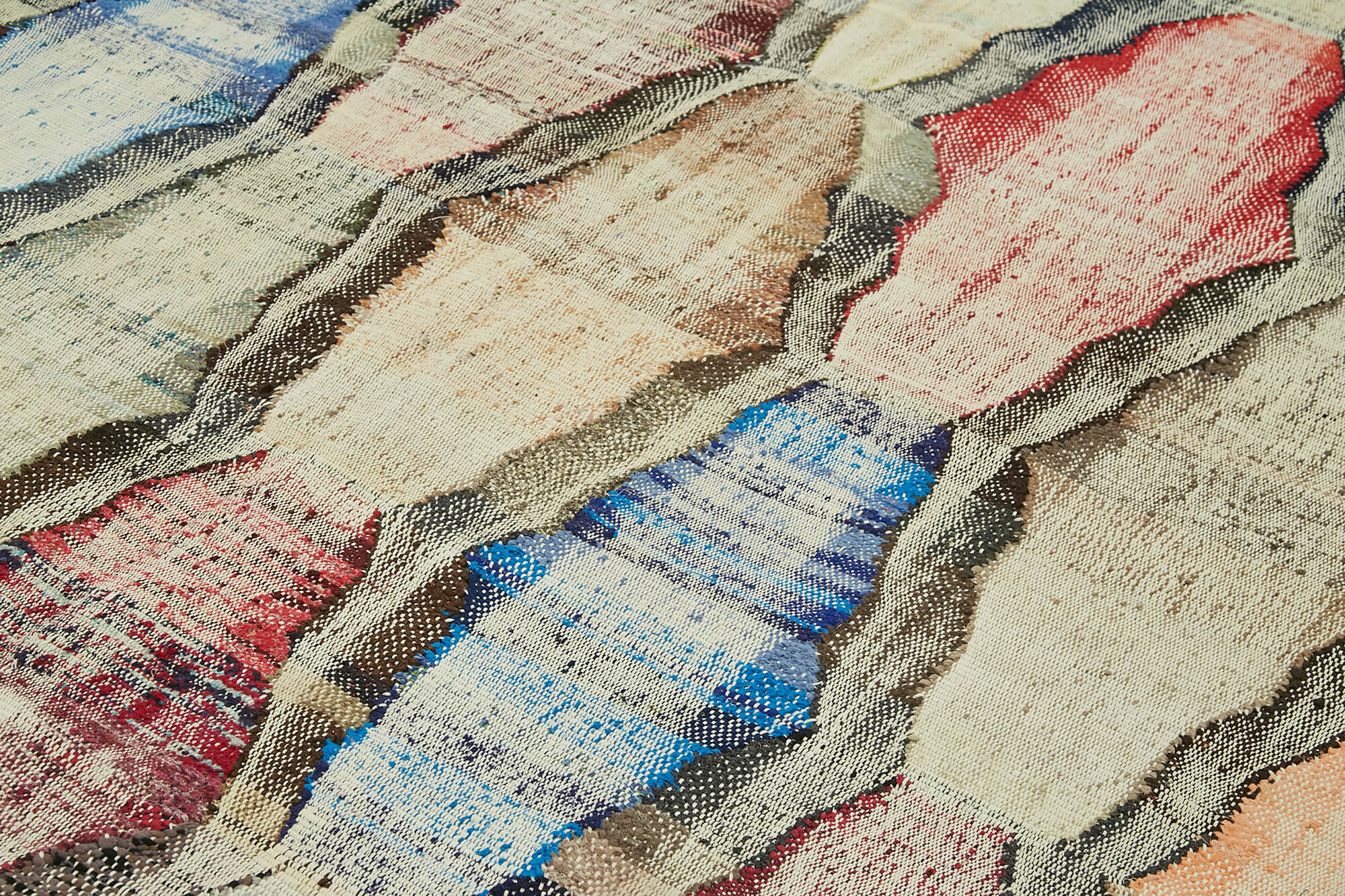 Handmade Area Rug - Beige Geometric Cotton Wool Vintage Hand Woven Carpet 8'6''x11'5''
