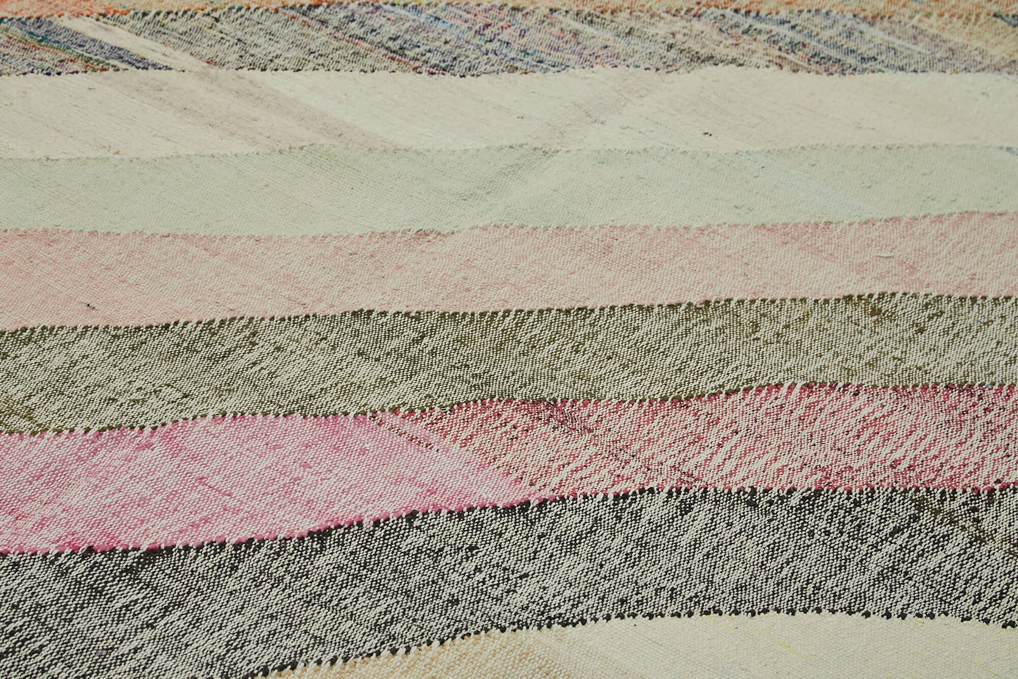Handmade Area Rug - Geometric Cotton Wool Rug 8'2'' x 10'6'' | Vintage Neutral Beige