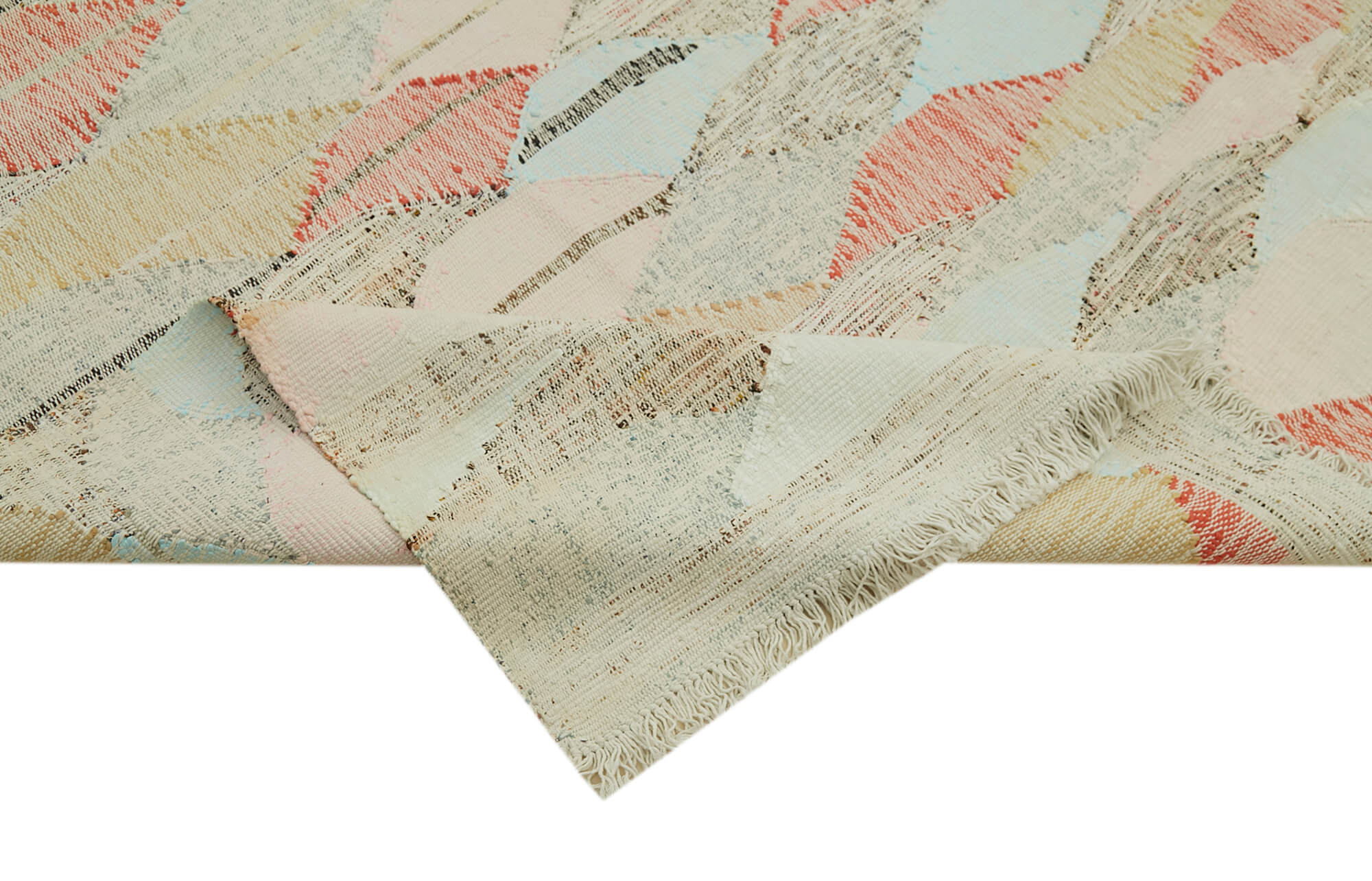 Handmade Wool Area Rug – Beige Geometric Design Cotton Wool Rug 9'7''x15'1''