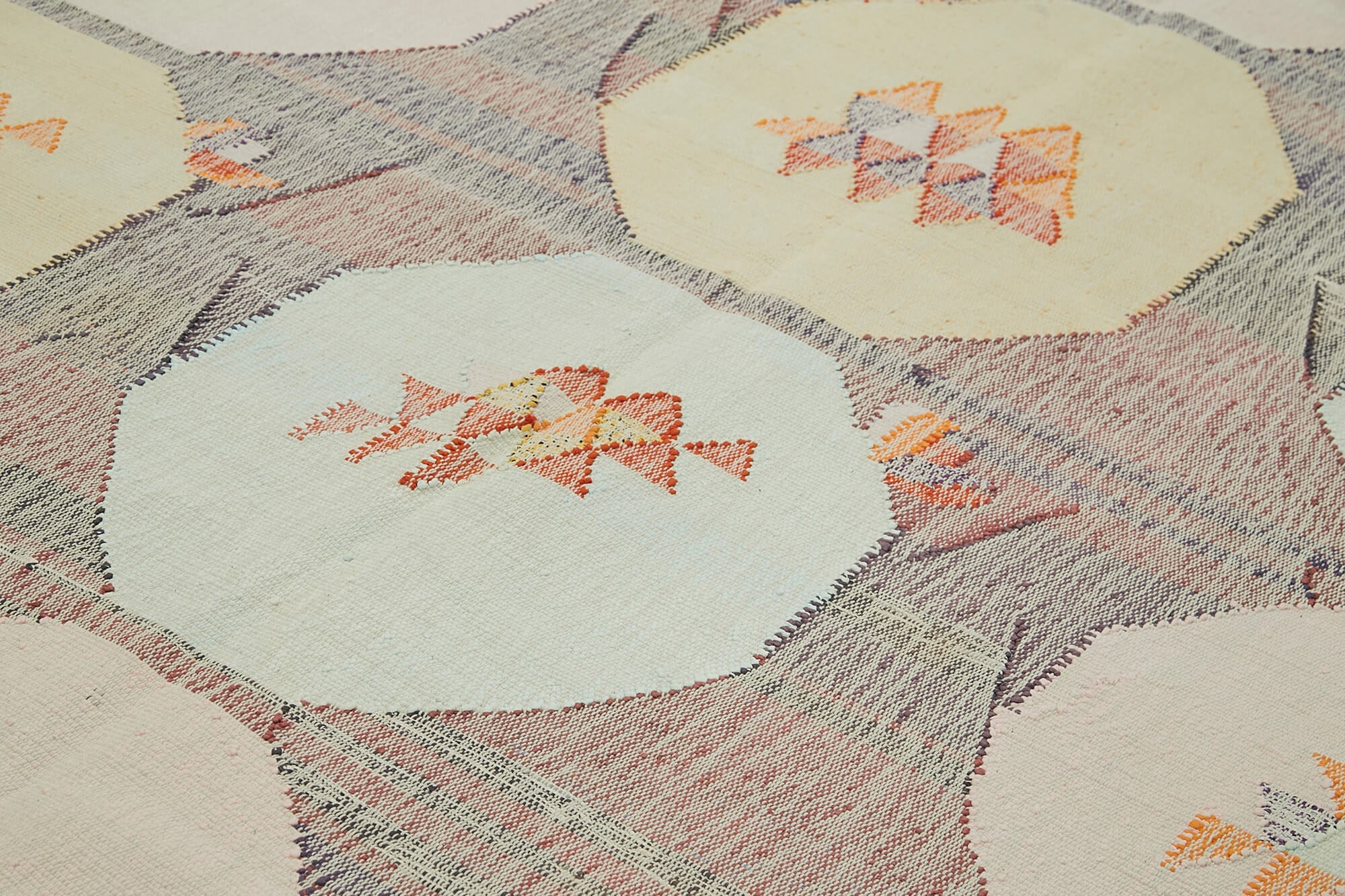 Handmade Area Rug – Geometric Beige Cotton Wool Rug, Durable Turkish Wool Carpet 8'6''x11'8''