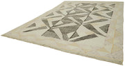 Handmade Wool Area Rug – Beige Geometric Cotton Wool Rug, Large Living Room Carpet