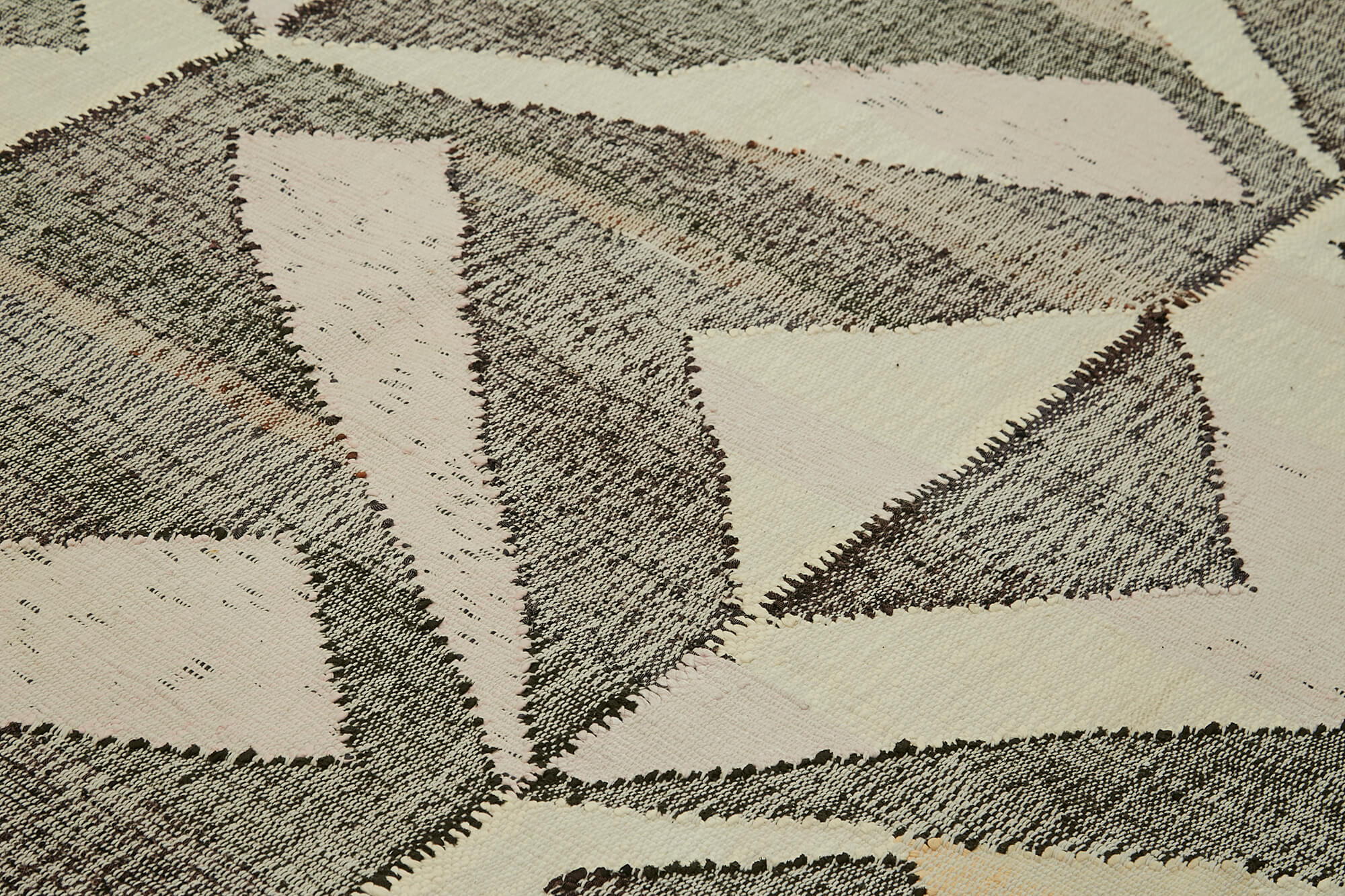 Handmade Wool Area Rug – Beige Geometric Cotton Wool Rug, Large Living Room Carpet