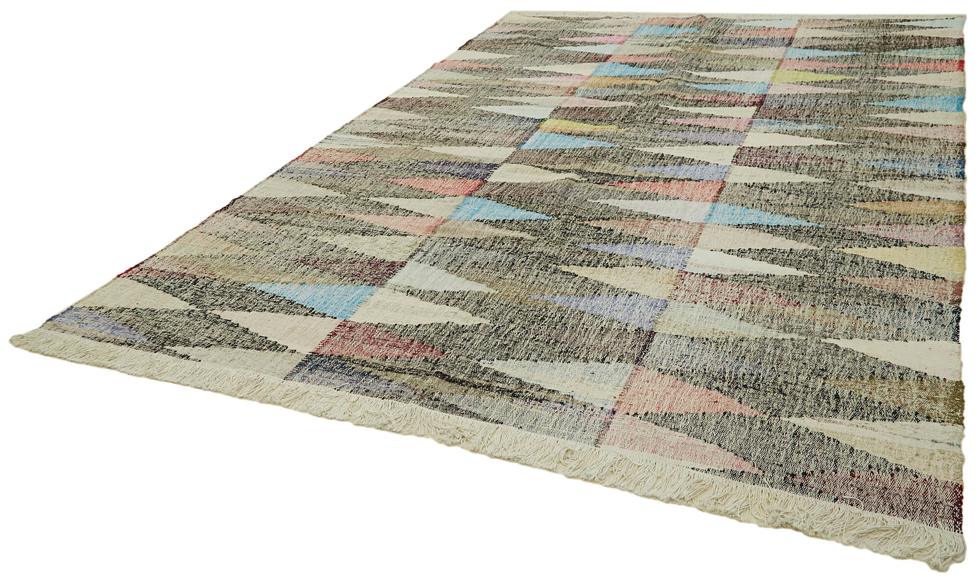 Handmade Wool Area Rug – Neutral Beige Geometric Cotton Wool Rug 8'2''x11'4''
