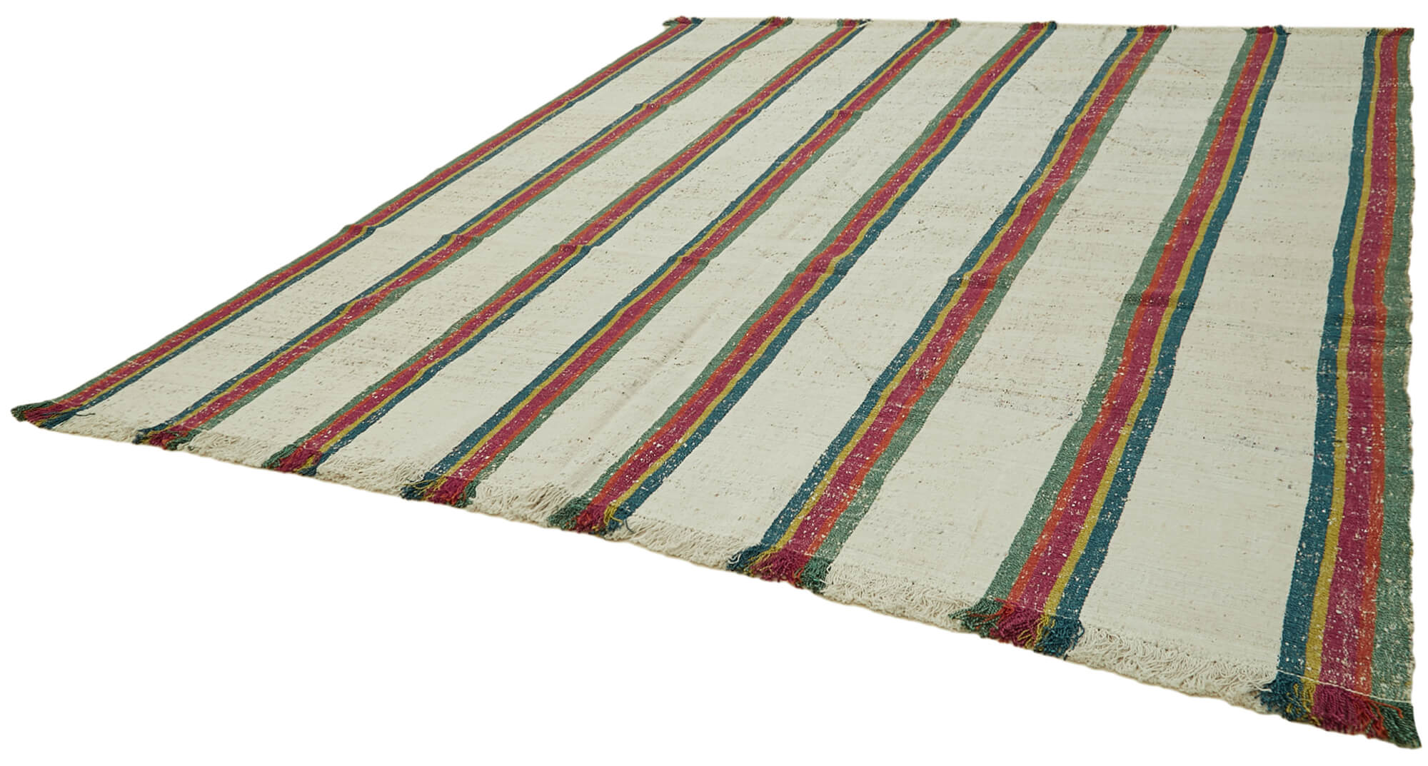 Handmade Area Rug – Geometric Cotton Wool Vintage Hand Woven Carpet 10'6''x11'4''