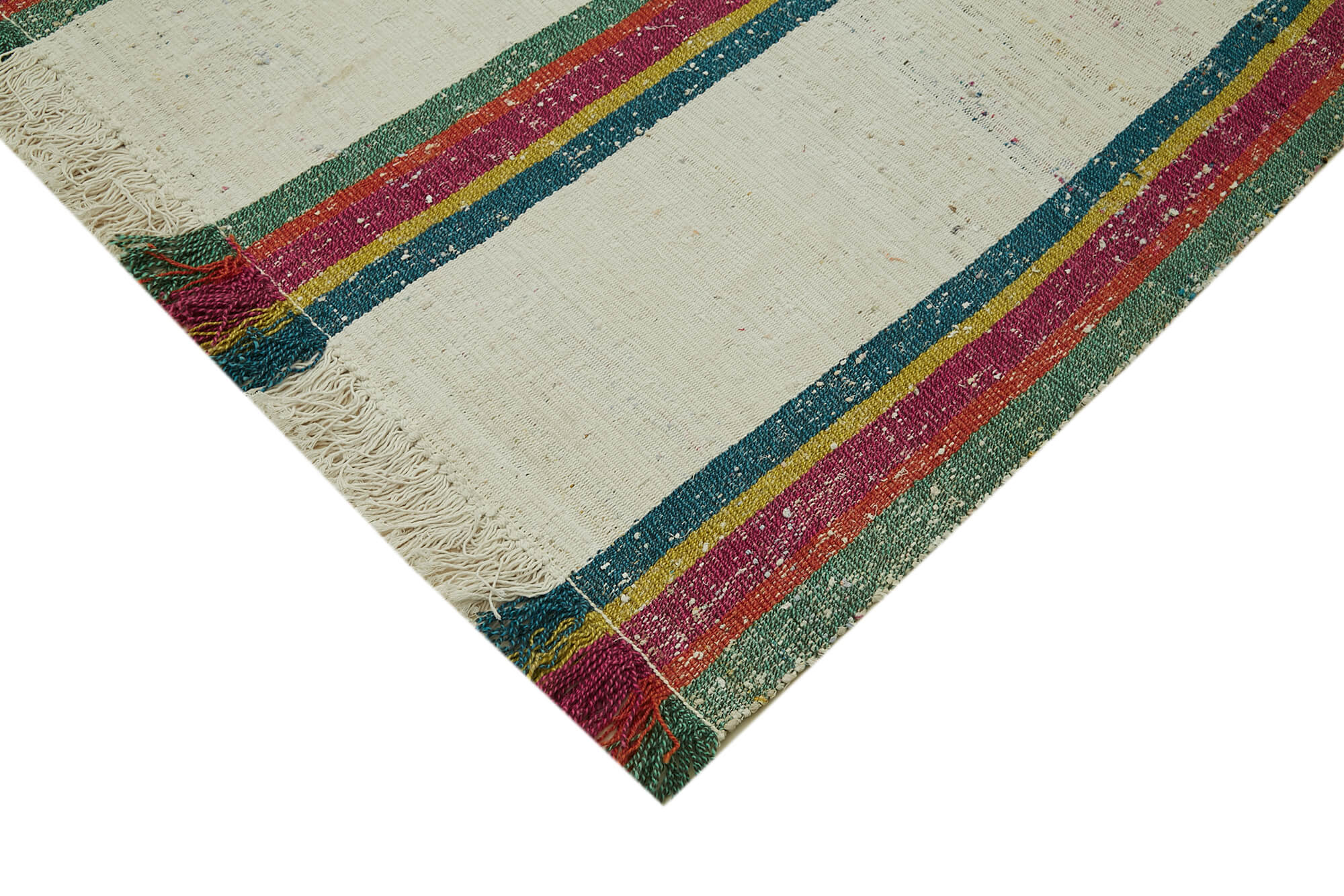 Handmade Area Rug – Geometric Cotton Wool Vintage Hand Woven Carpet 10'6''x11'4''