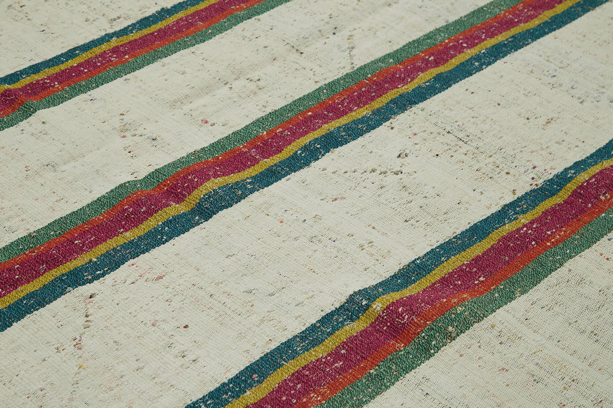 Handmade Area Rug – Geometric Cotton Wool Vintage Hand Woven Carpet 10'6''x11'4''
