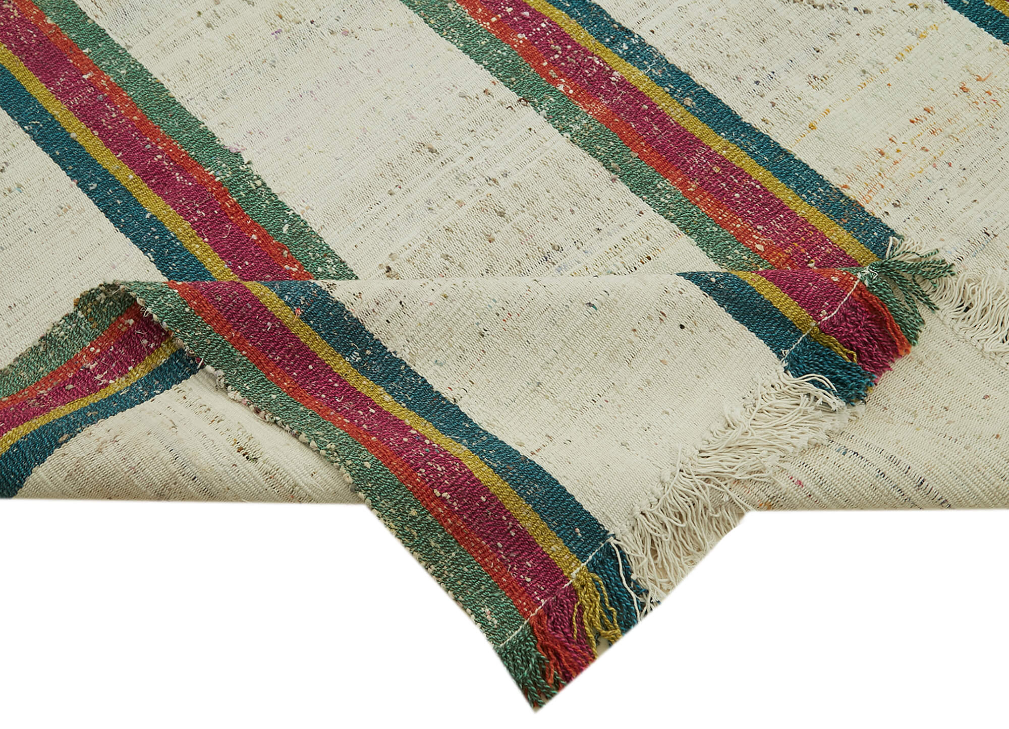 Handmade Area Rug – Geometric Cotton Wool Vintage Hand Woven Carpet 10'6''x11'4''