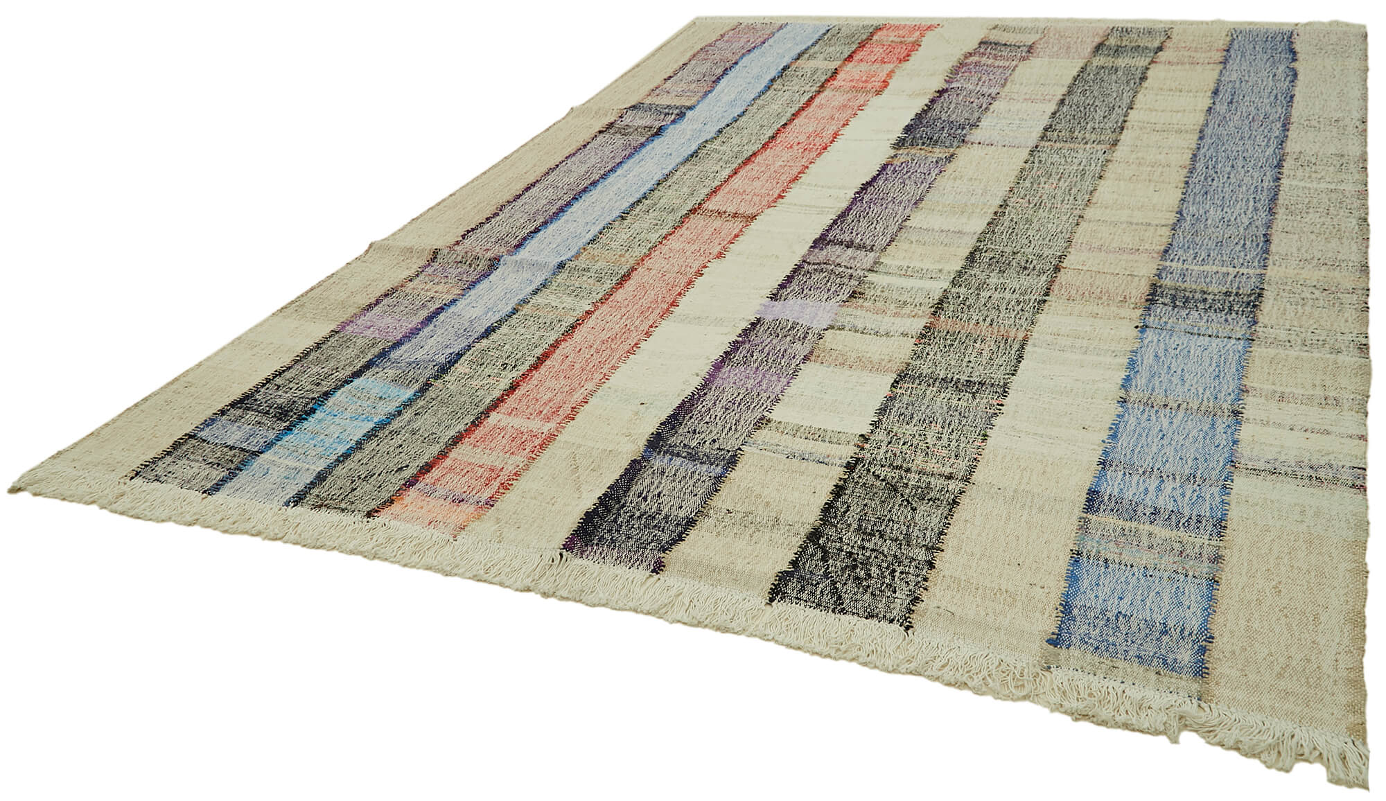 Handmade Wool Area Rug – Neutral Beige Geometric Cotton Wool Rug 8'1''x10'9''