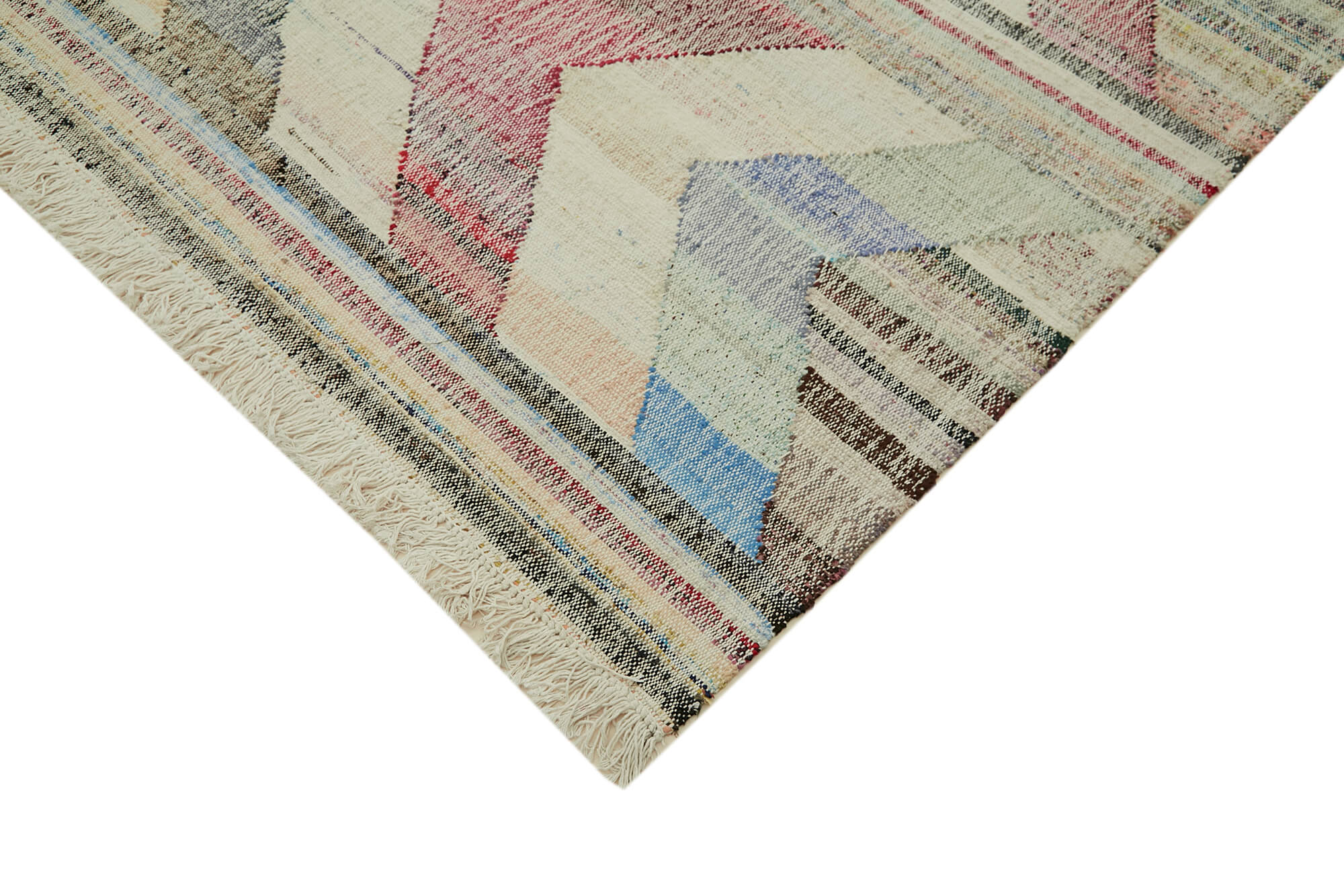 Handmade Area Rug – Vintage Turkish Wool Carpet 8'2''x10'1'' Geometric Cotton Wool