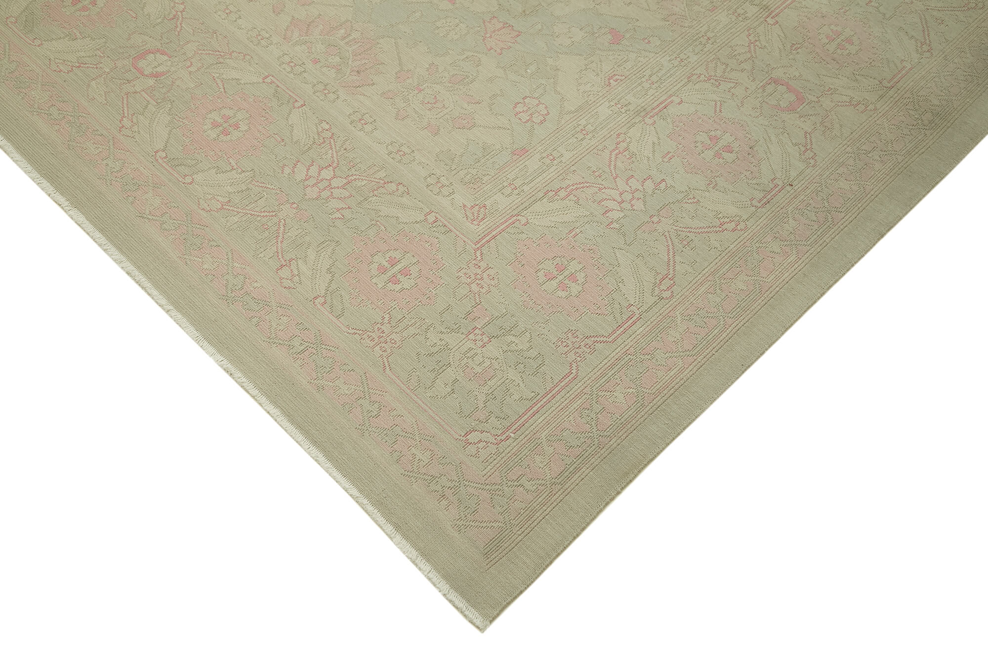 Handmade Wool Cotton Rug - Classic Beige Area Rug 9'4'' x 13'3'' Durable Blend