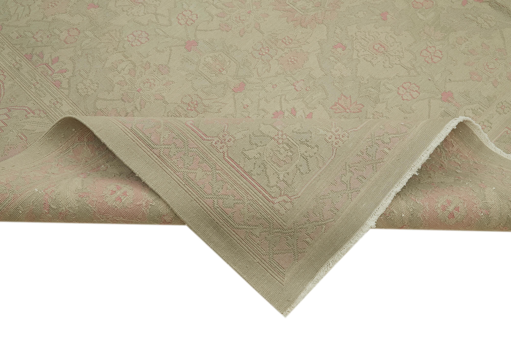 Handmade Wool Cotton Rug - Classic Beige Area Rug 9'4'' x 13'3'' Durable Blend
