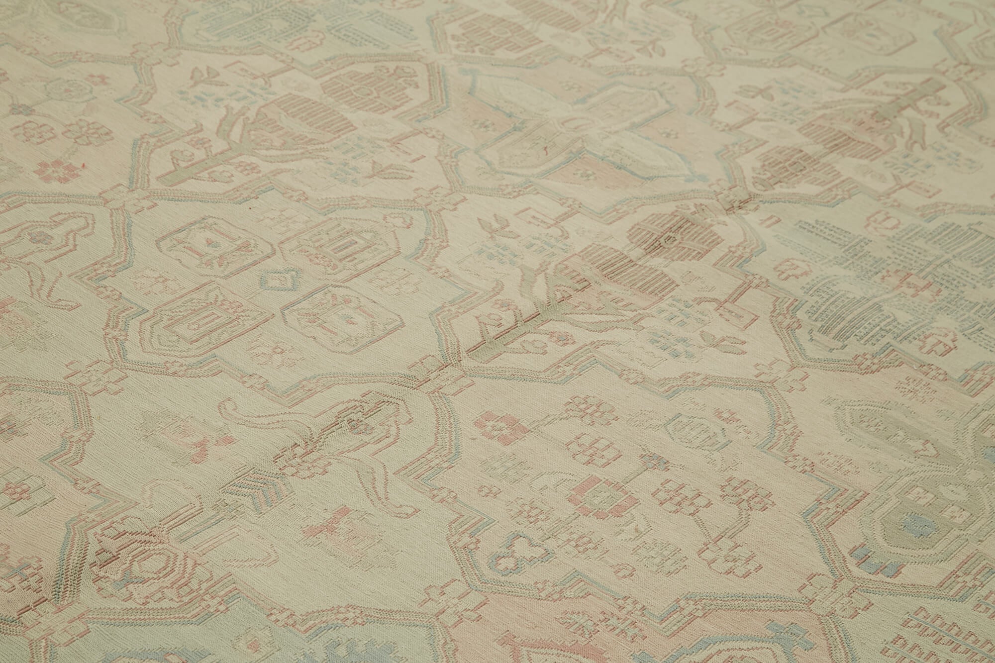Handmade Wool Cotton Rug – Classic Beige Vintage Turkish Carpet 11'4''x14'8''