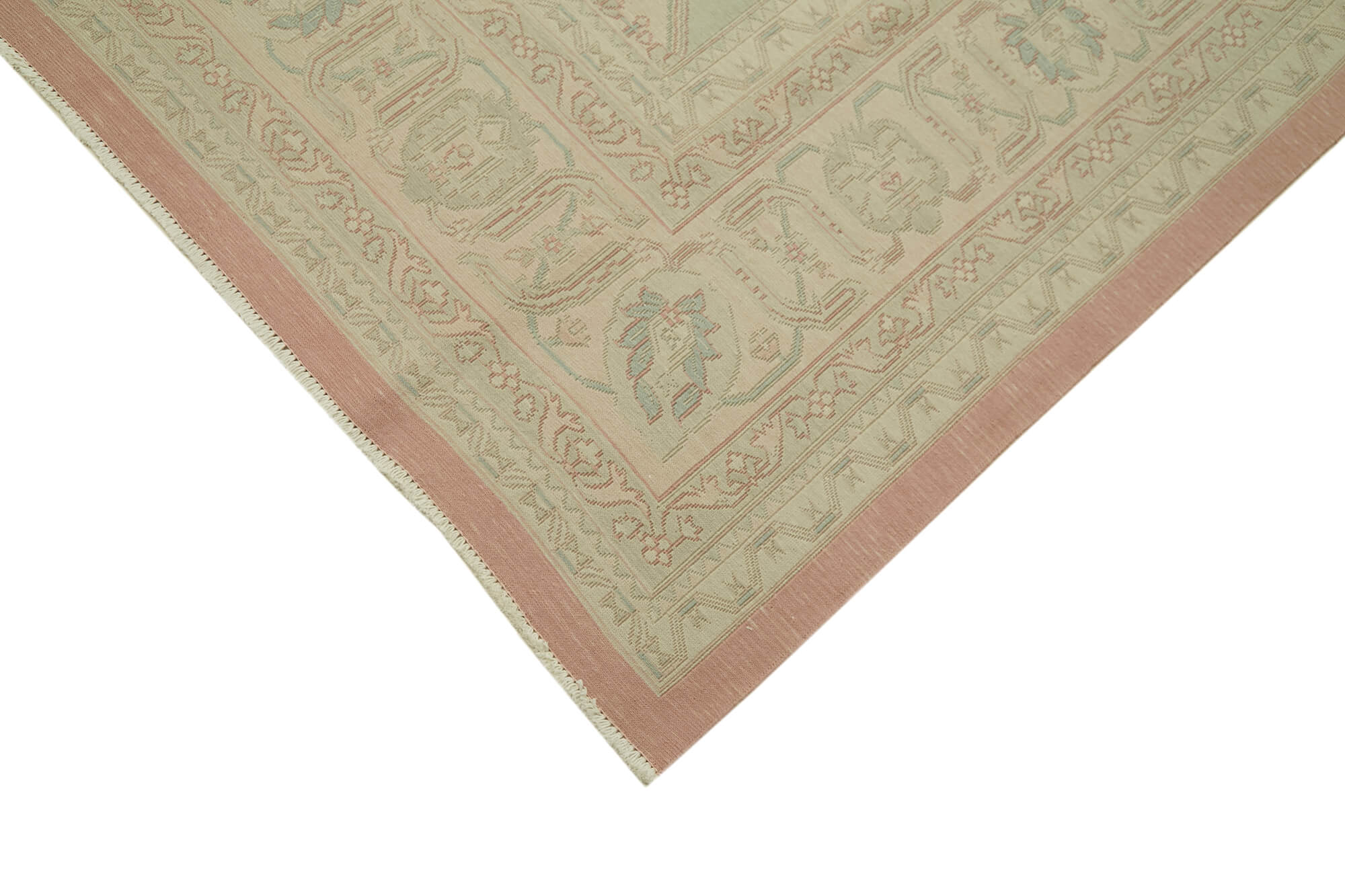 Handmade Wool Cotton Rug | Vintage Area Rug Beige 11'4'' x 17'5'' Classic