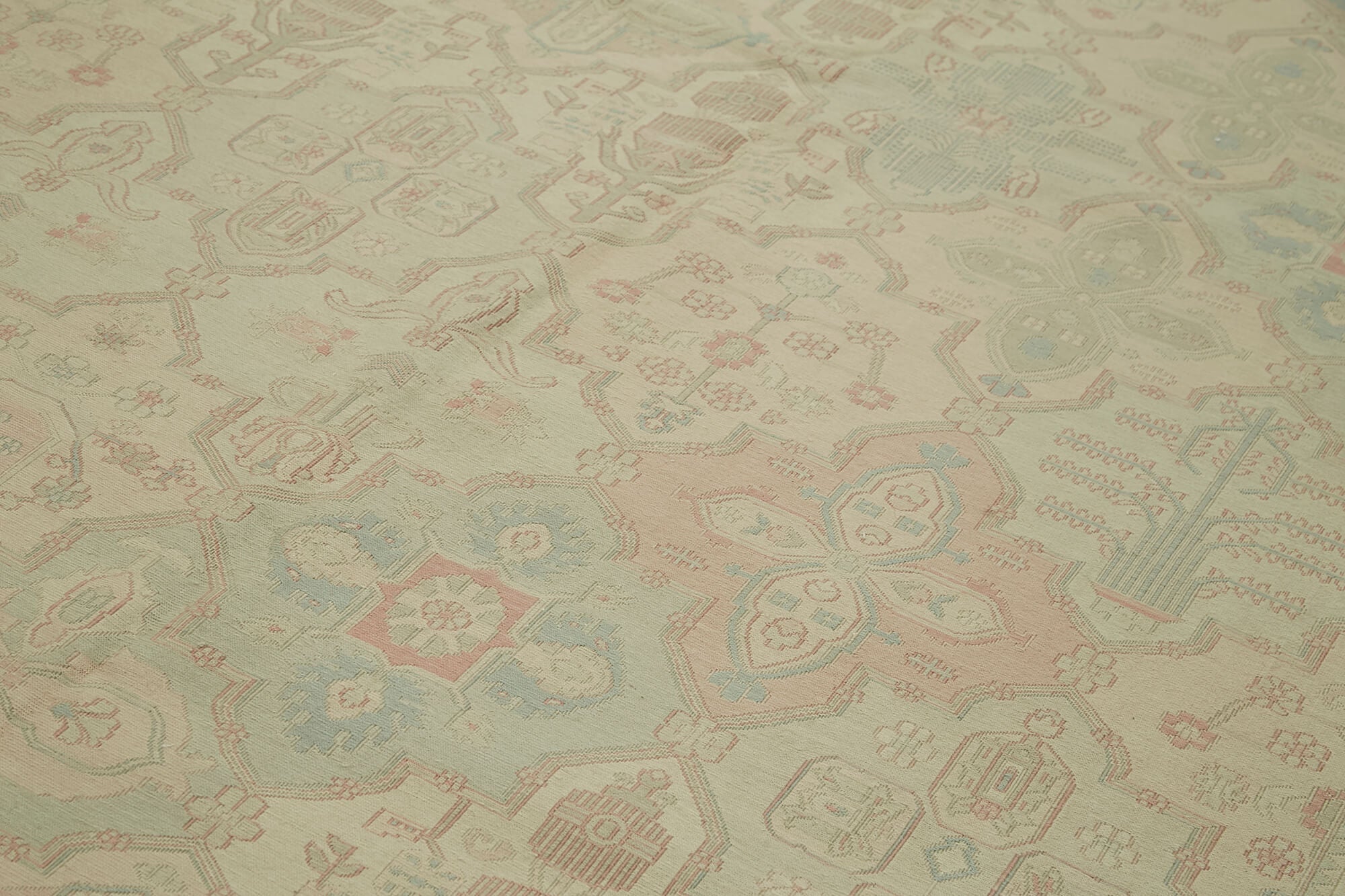 Handmade Wool Cotton Rug | Vintage Area Rug Beige 11'4'' x 17'5'' Classic