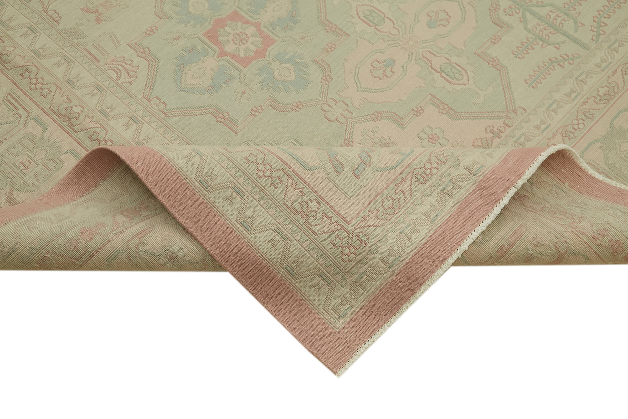 Handmade Wool Cotton Rug | Vintage Area Rug Beige 11'4'' x 17'5'' Classic