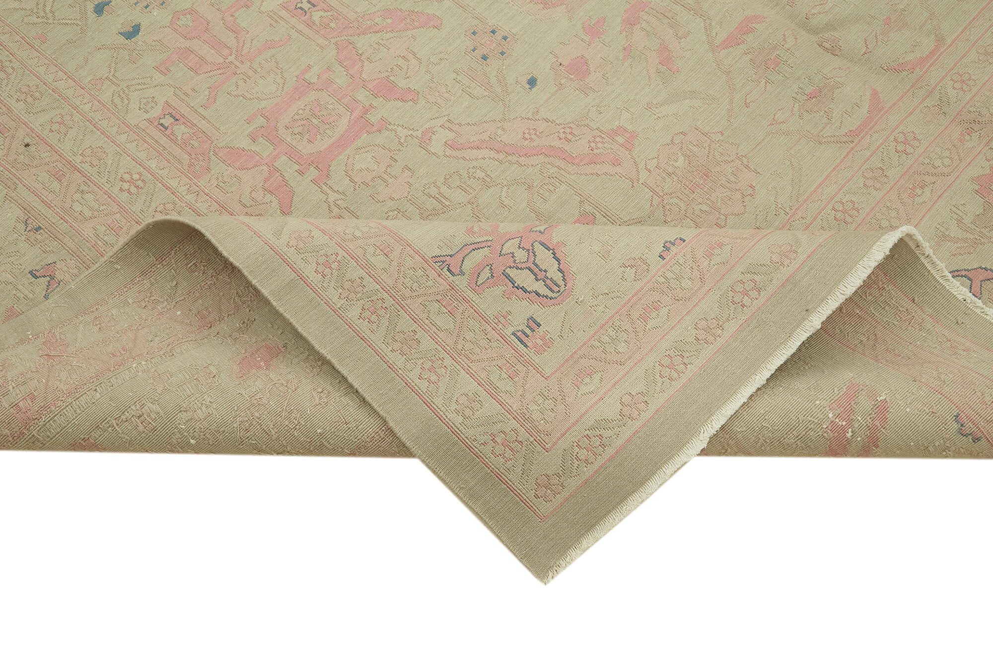 Handmade Wool Cotton Rug - Beige Classic Style Vintage Area Rug 8'3" x 11'6"