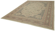 Handmade Wool Cotton Rug - Classic Beige Area Rug 8'4'' x 11'6'' | Vintage Turkish Carpet