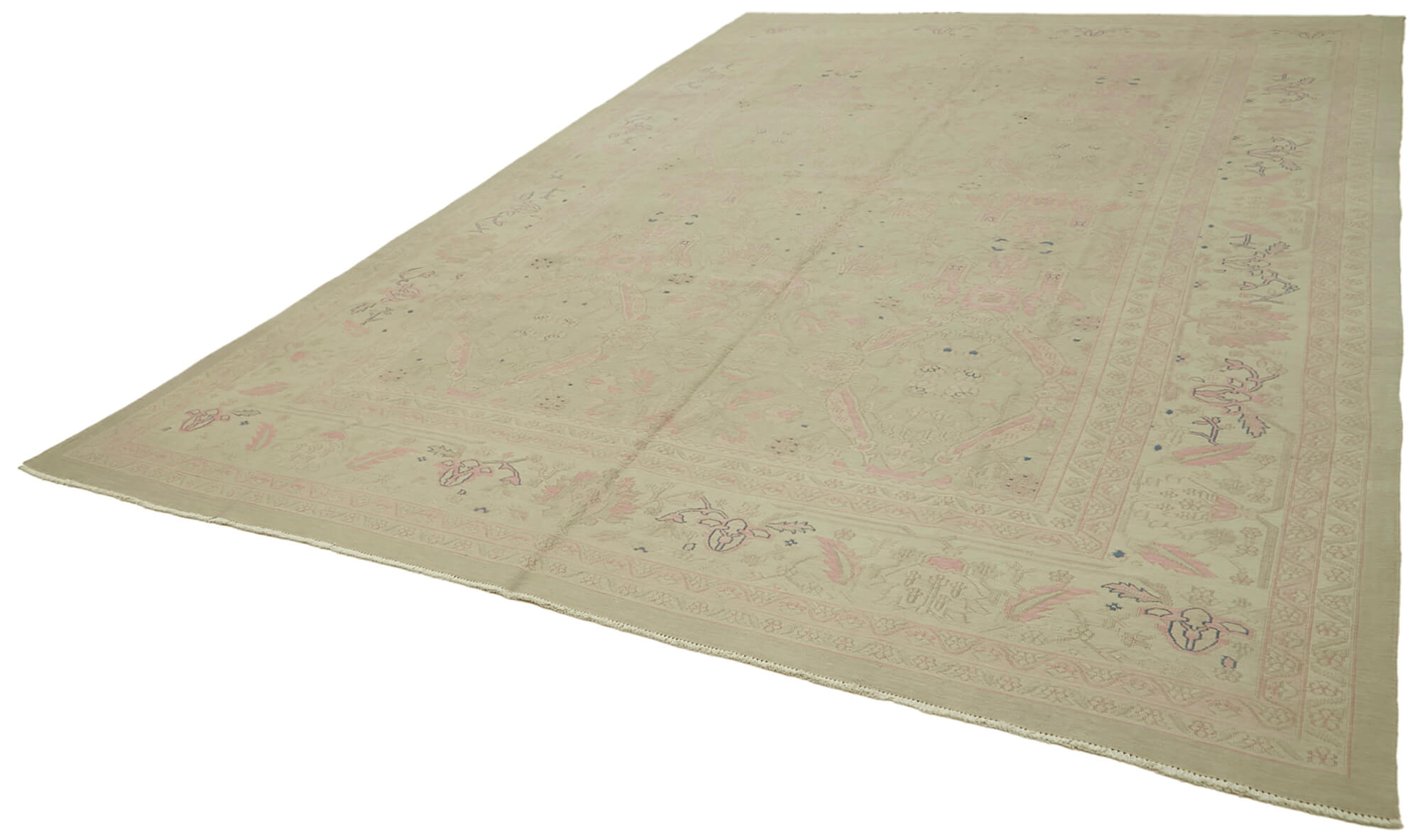 Handmade Wool Cotton Rug – Sumak Beige Classic Style Carpet 9'3''x13'1''