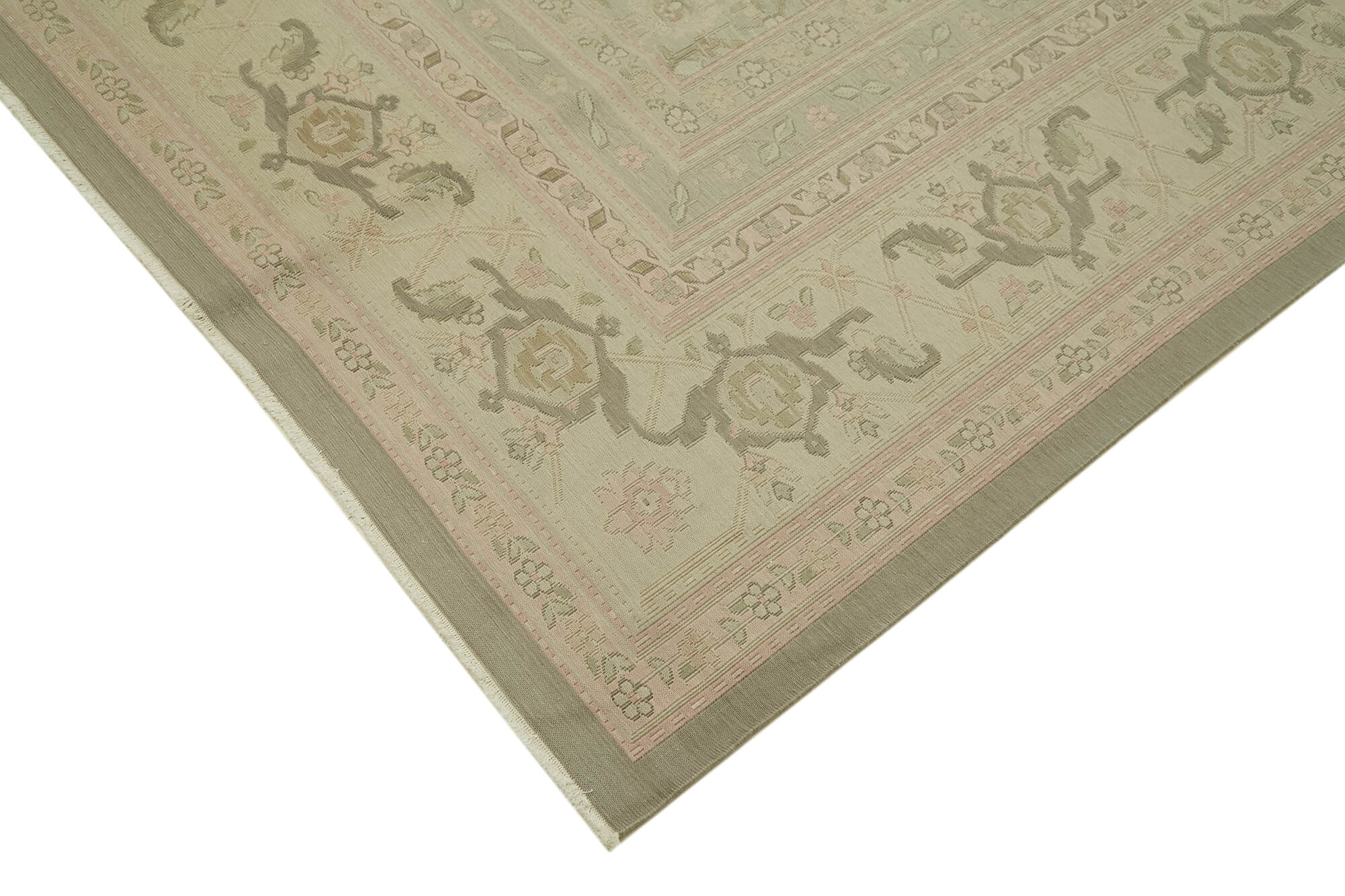 Handmade Wool Cotton Rug – Classic Beige Area Rug | Turkish Vintage Carpet 9'5''x13'5''