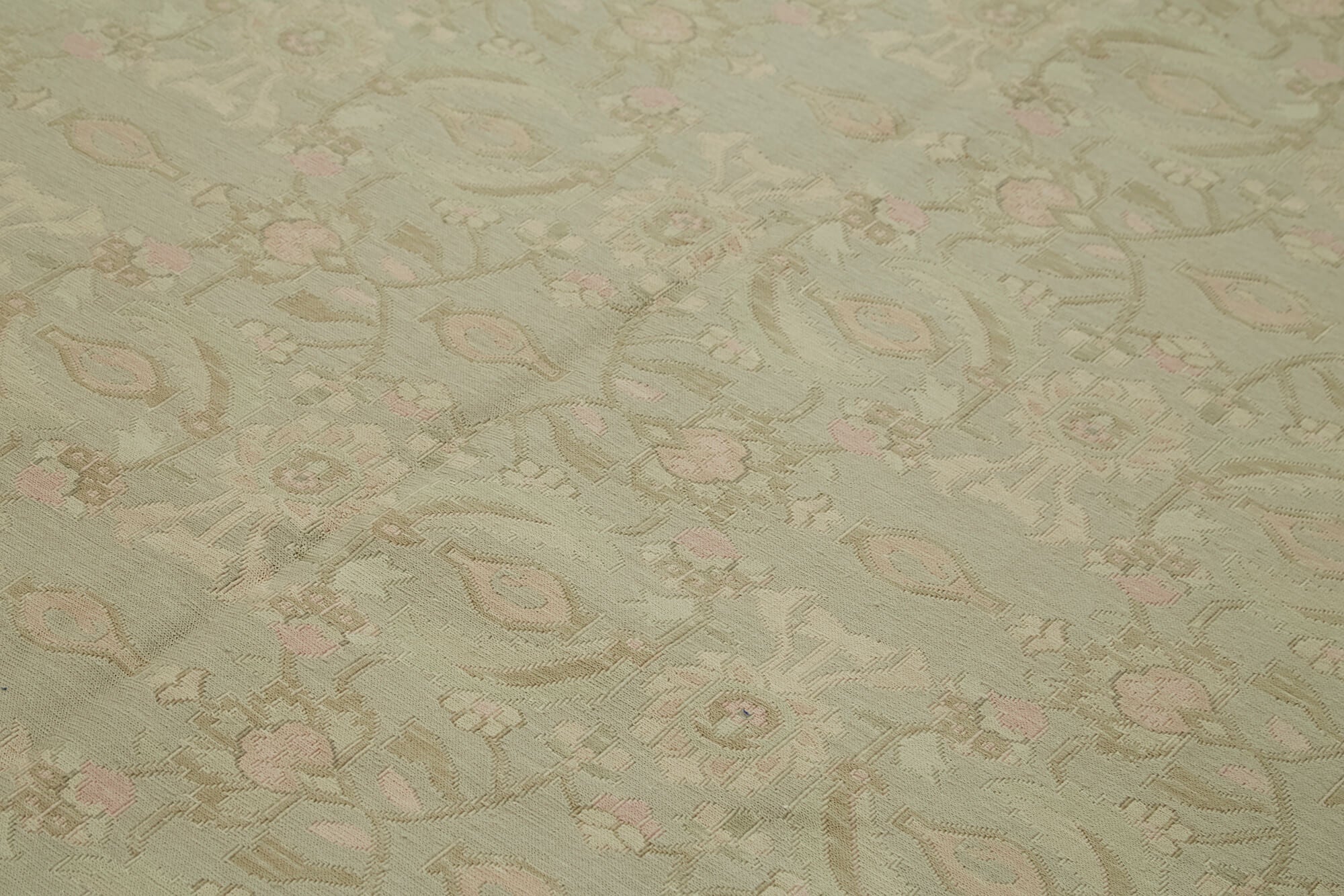 Handmade Wool Cotton Rug – Classic Beige Area Rug | Turkish Vintage Carpet 9'5''x13'5''