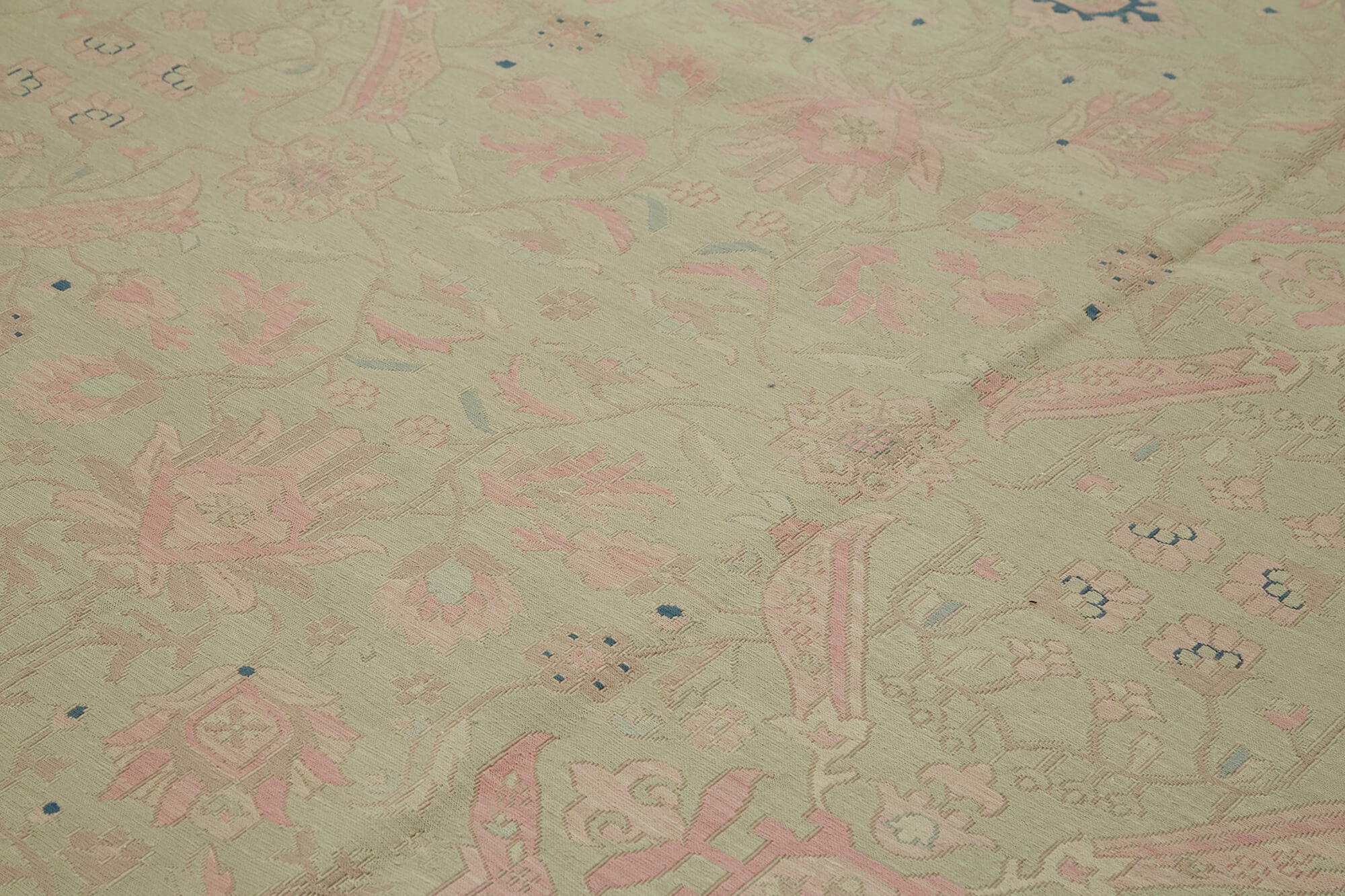 Handmade Wool Cotton Rug – Classic Beige Vintage Area Rug 11'3'' x 14'8''